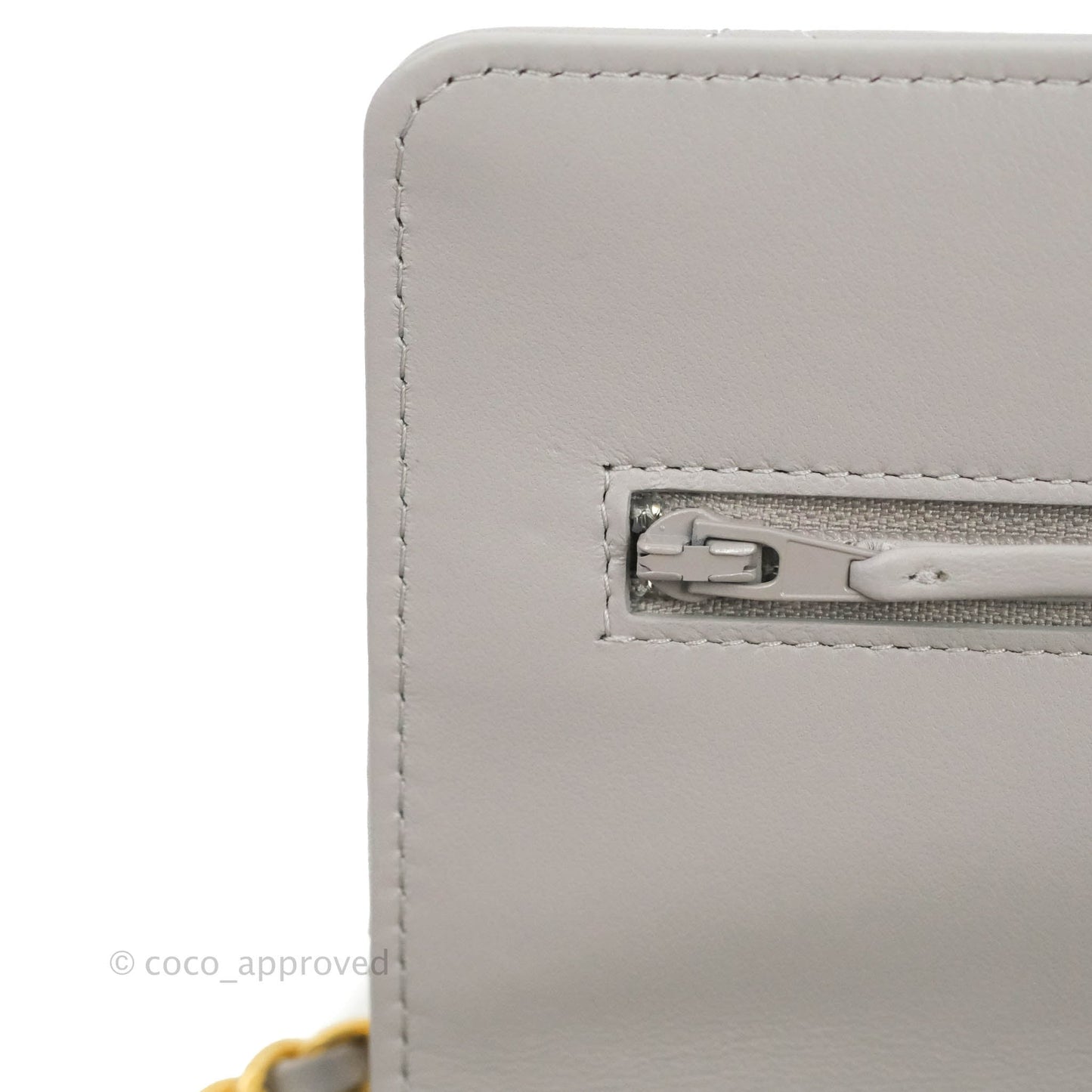 Chanel Quilted Pearl Crush Wallet on Chain WOC Grey Lambskin Aged Gold Hardware