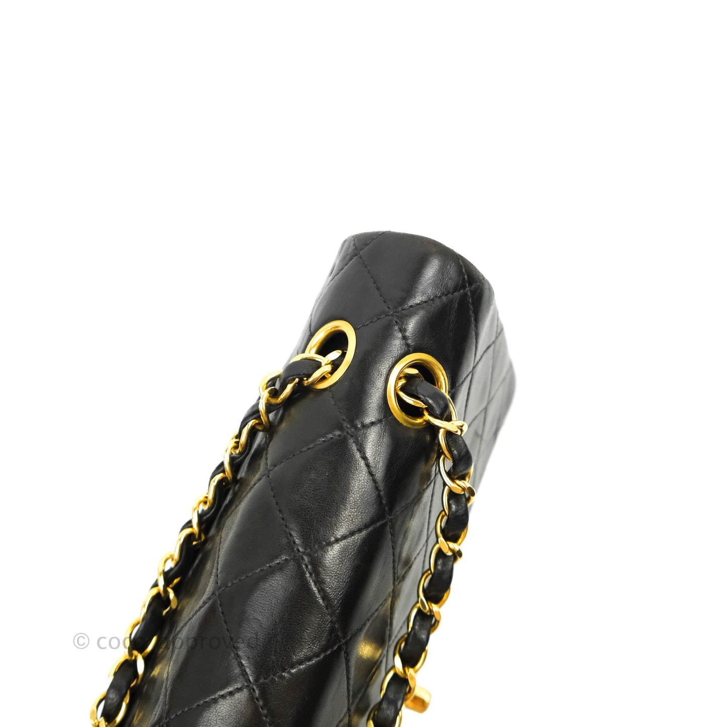 Chanel Vintage M/L Medium Double Flap Bag Black Lambskin 24K Gold Hardware
