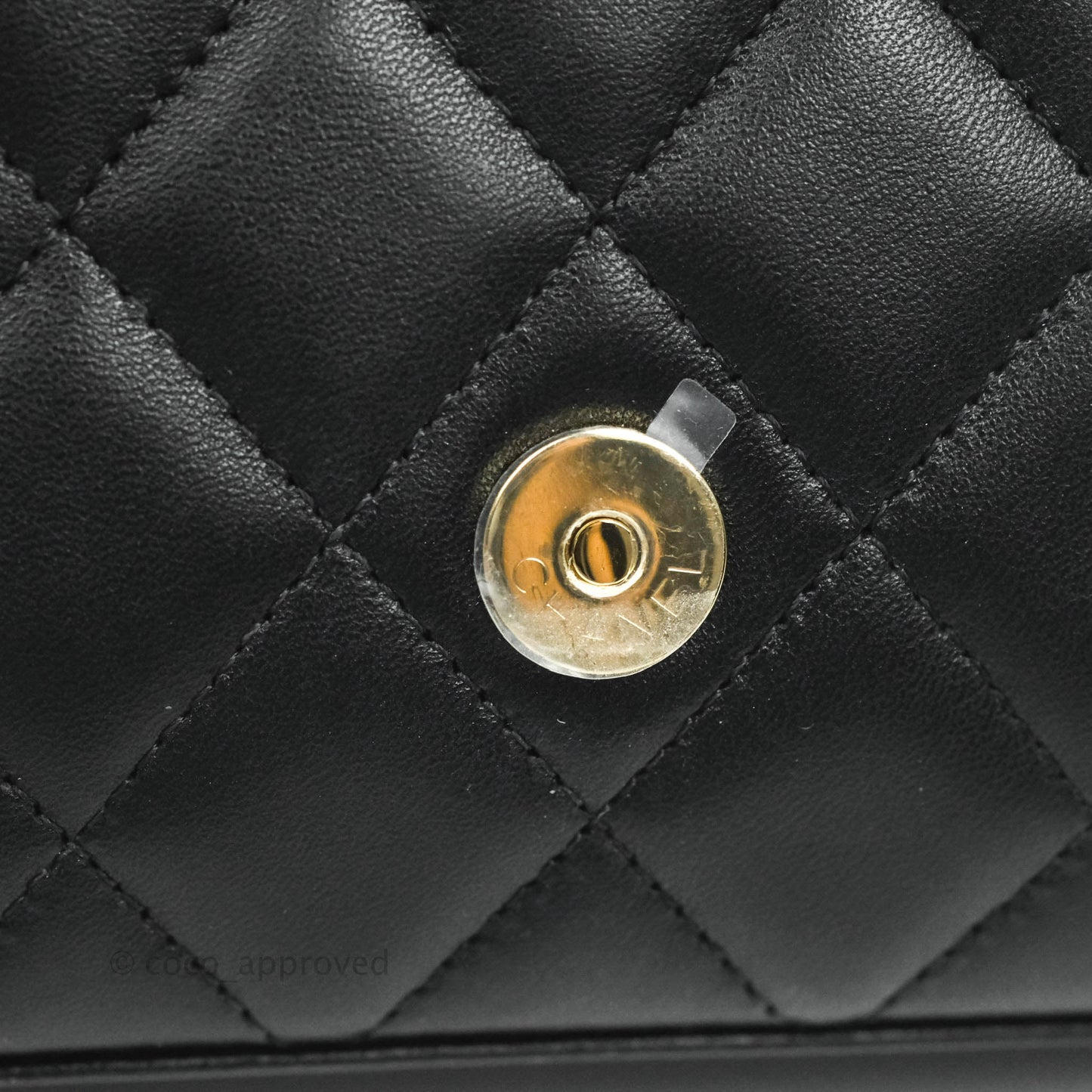 Chanel Mini Handle Clutch With Chain Black Lambskin Gold Hardware 22P