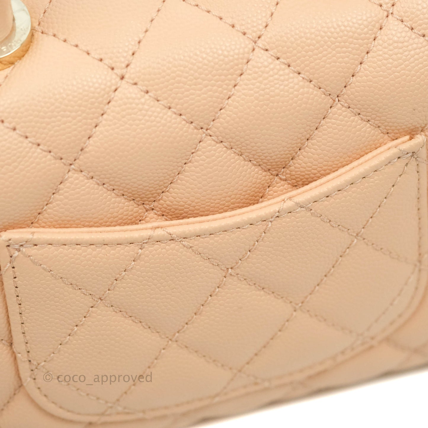 Chanel Mini Coco Handle Quilted Light Beige Pink Caviar Gold Hardware