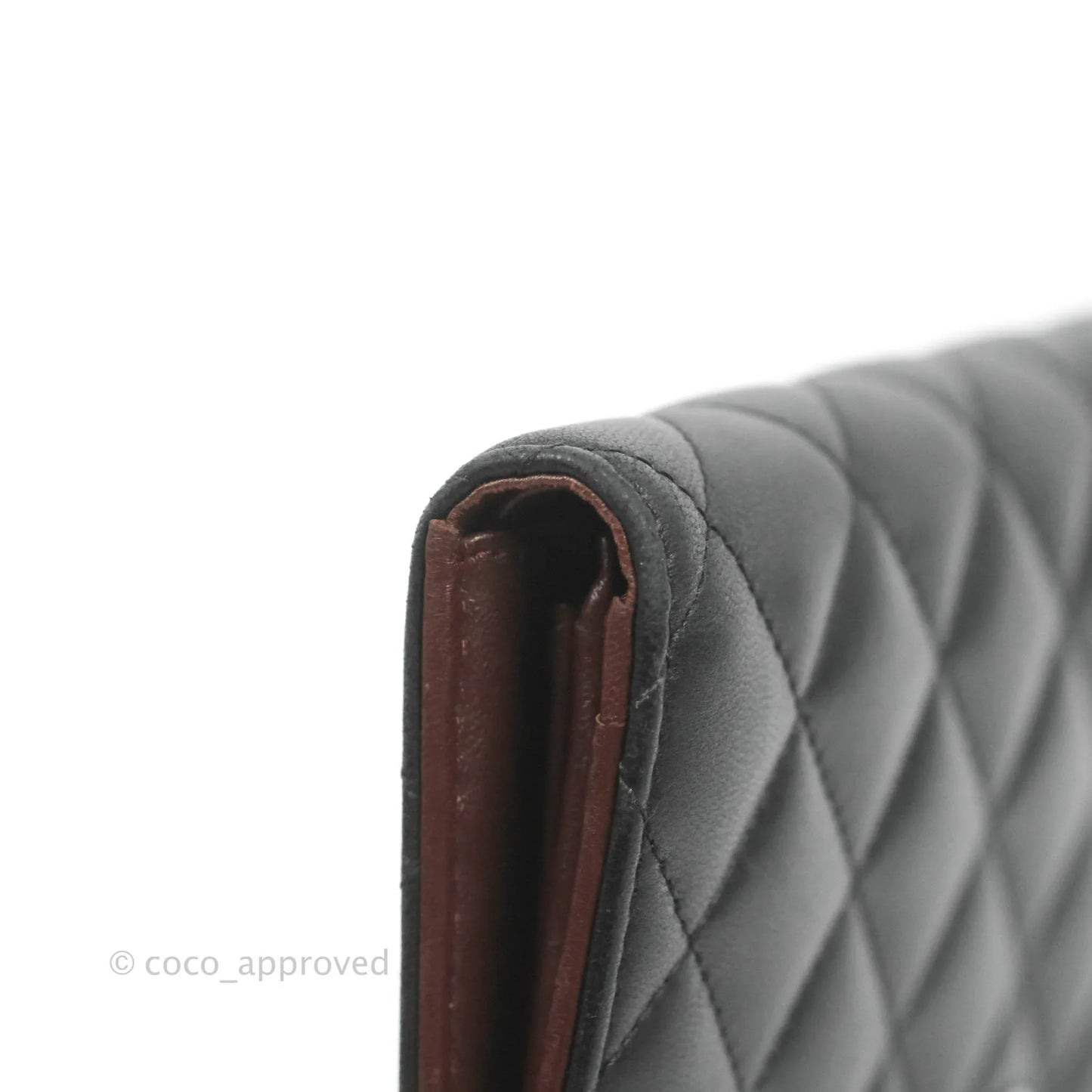 Chanel Quilted Long Wallet Black Lambskin Silver Hardware
