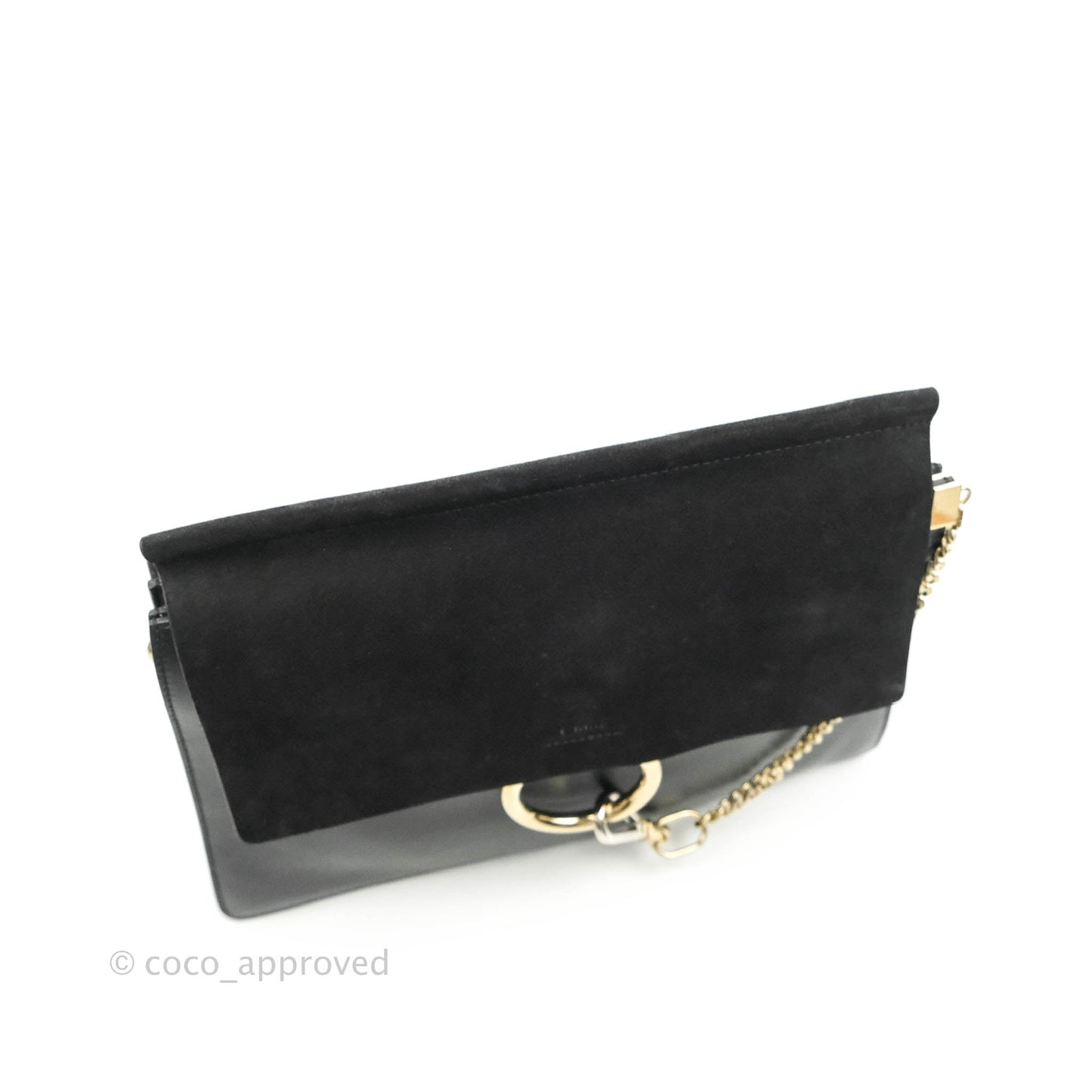 Chloe Medium Faye Shoulder Bag Black Suede Calfskin Leather