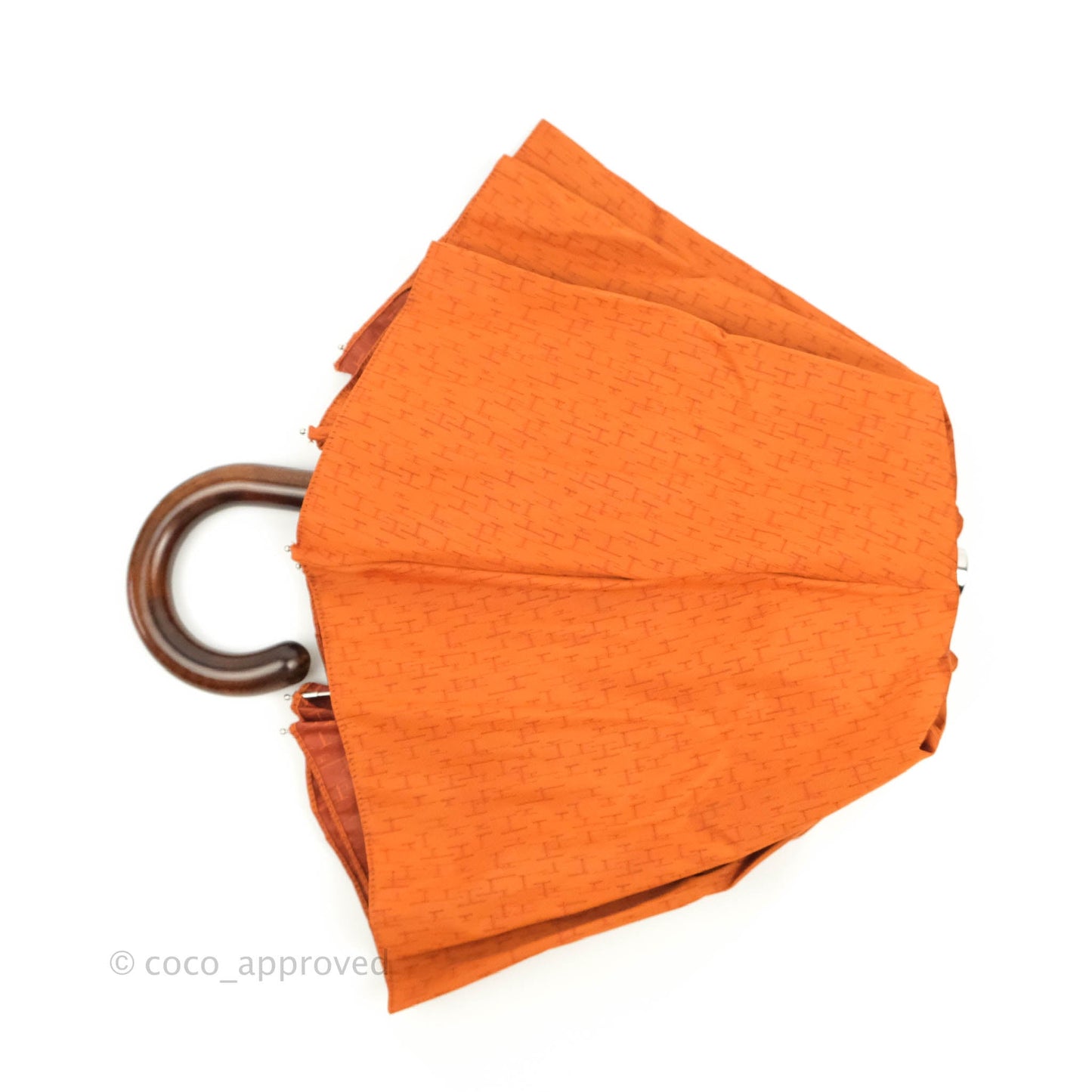 Hermès Pluie De H Folding Umbrella Classic Orange Jacquard Canvas