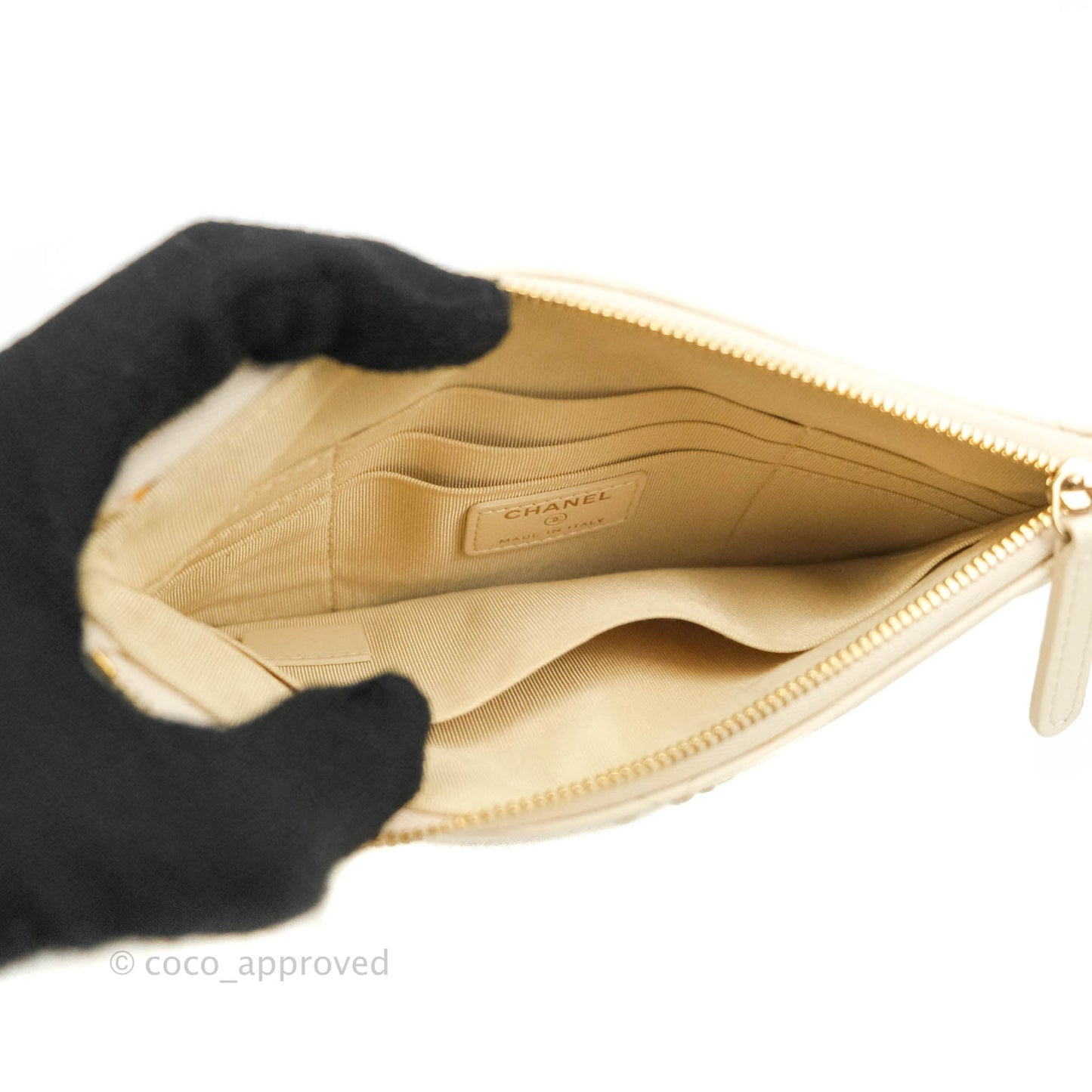 Chanel 19 Small Pouch Beige Lambskin Gold Hardware
