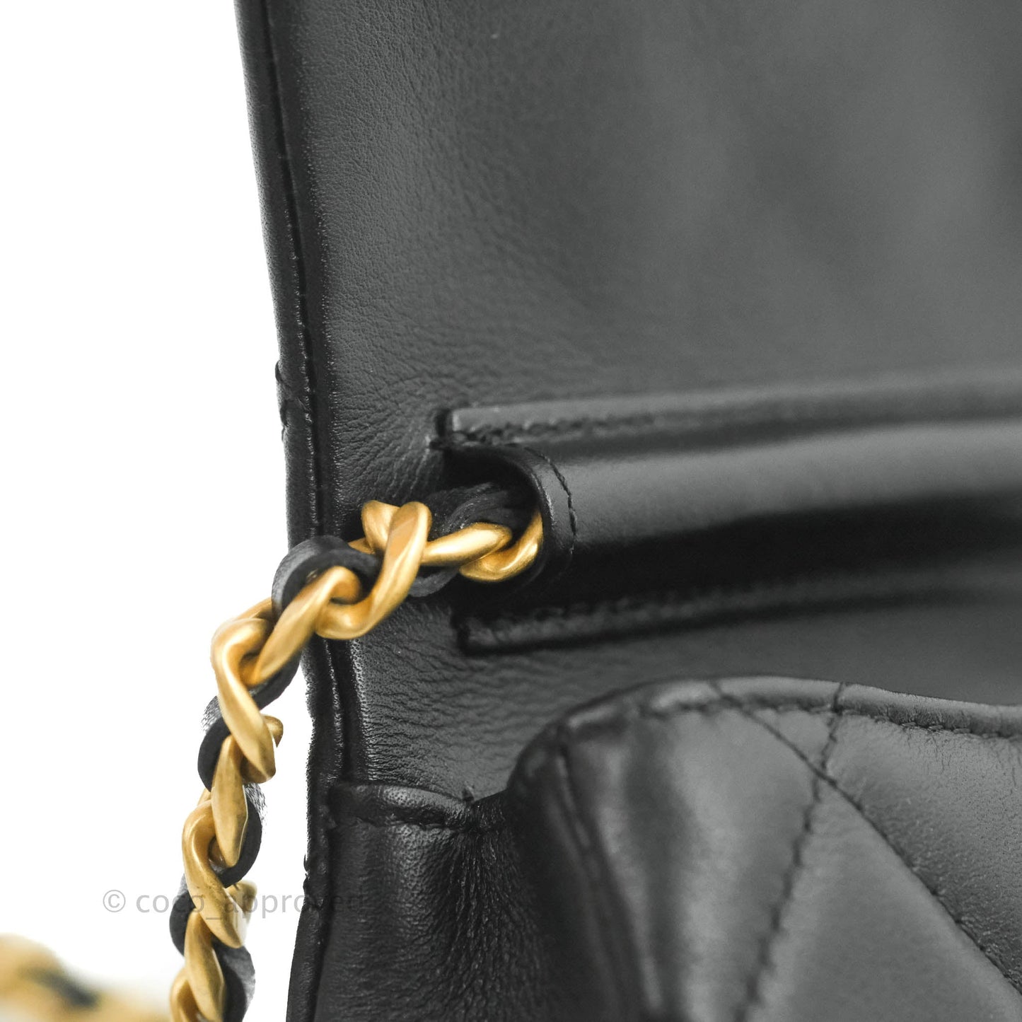 Chanel Mini Clutch with Chain Black Calfskin Aged Gold Hardware
