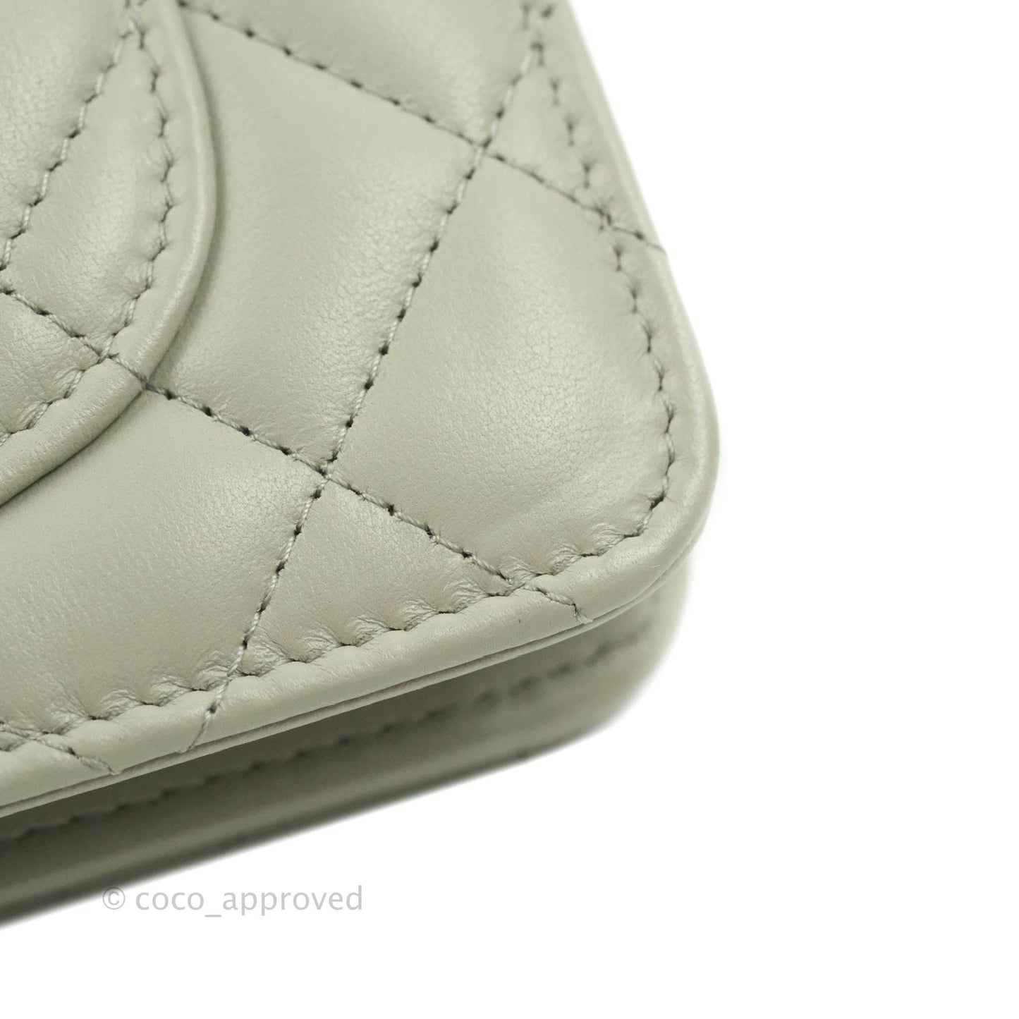 Chanel Quilted Pearl Crush Wallet on Chain WOC Light Grey Lambskin Aged Gold Hardware 22C