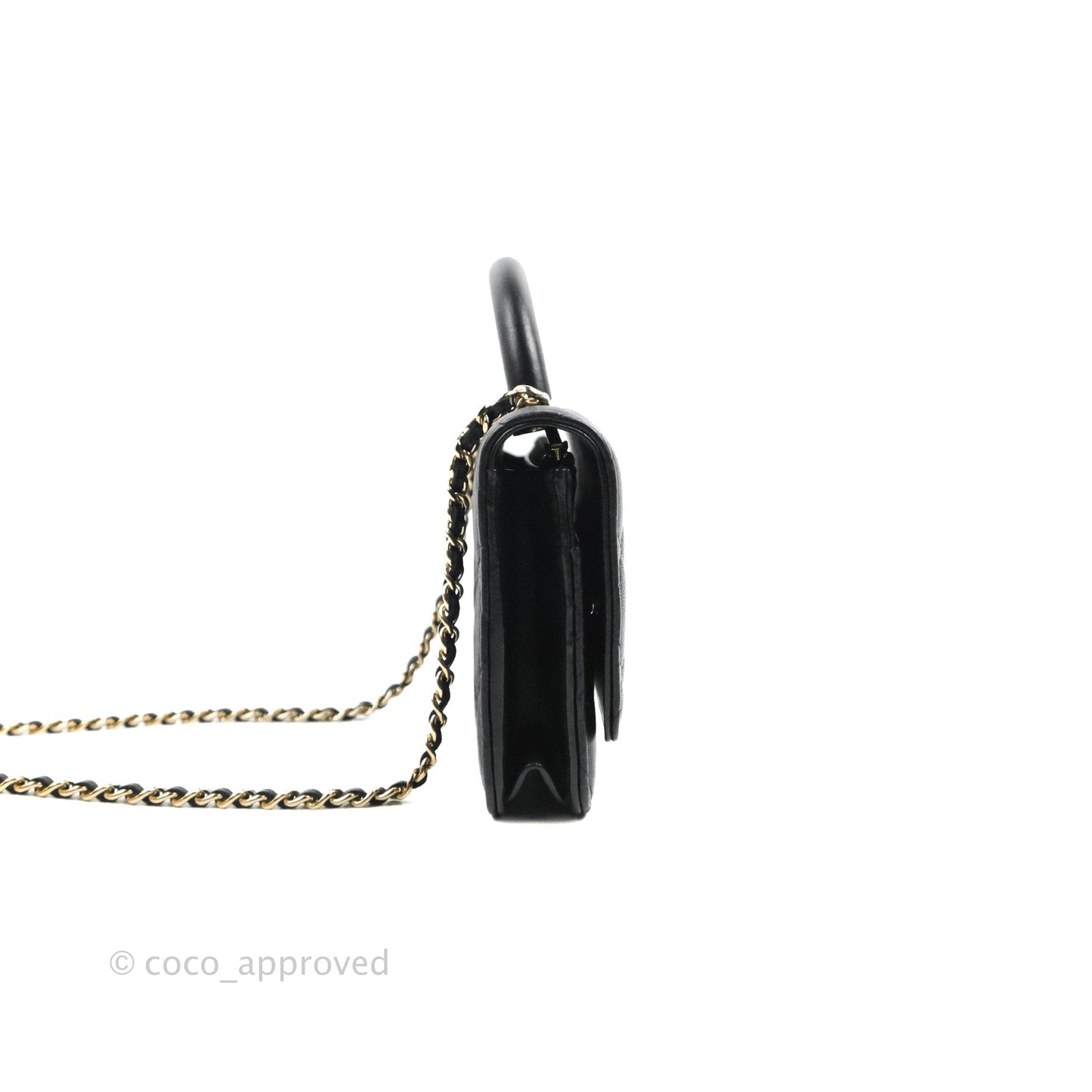 Chanel Quilted Top Handle Wallet on Chain WOC Black Lambskin Gold Hardware