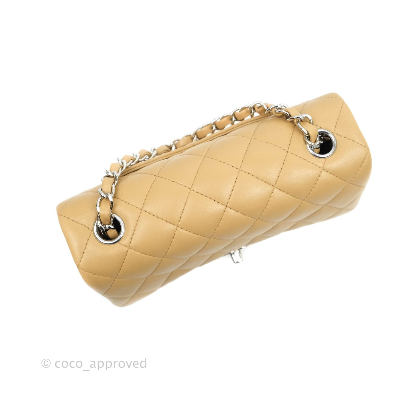 Chanel Quilted Mini Rectangular Lambskin Dark Beige Silver Hardware