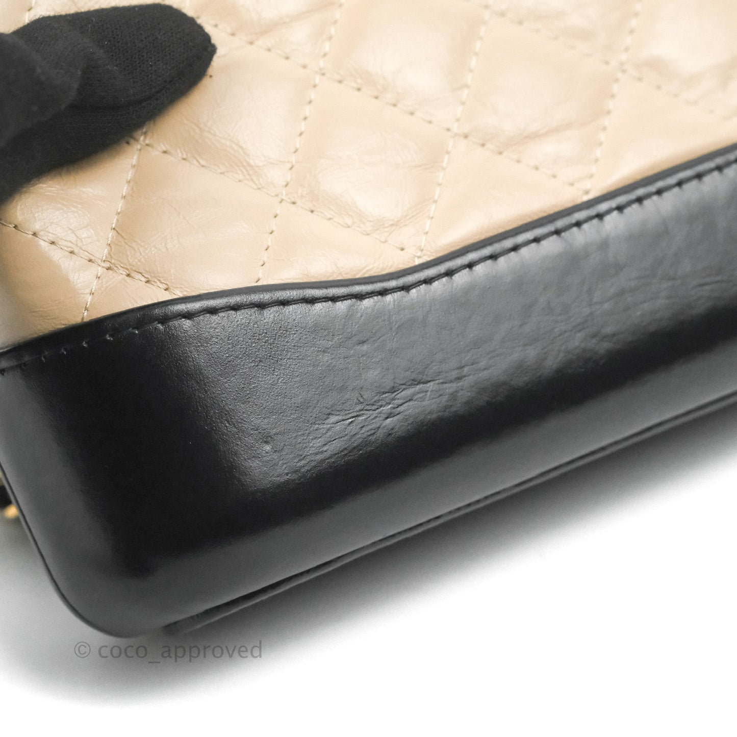 Chanel Gabrielle Clutch With Chain Aged Calfskin Beige/ Black Mixed Hardware