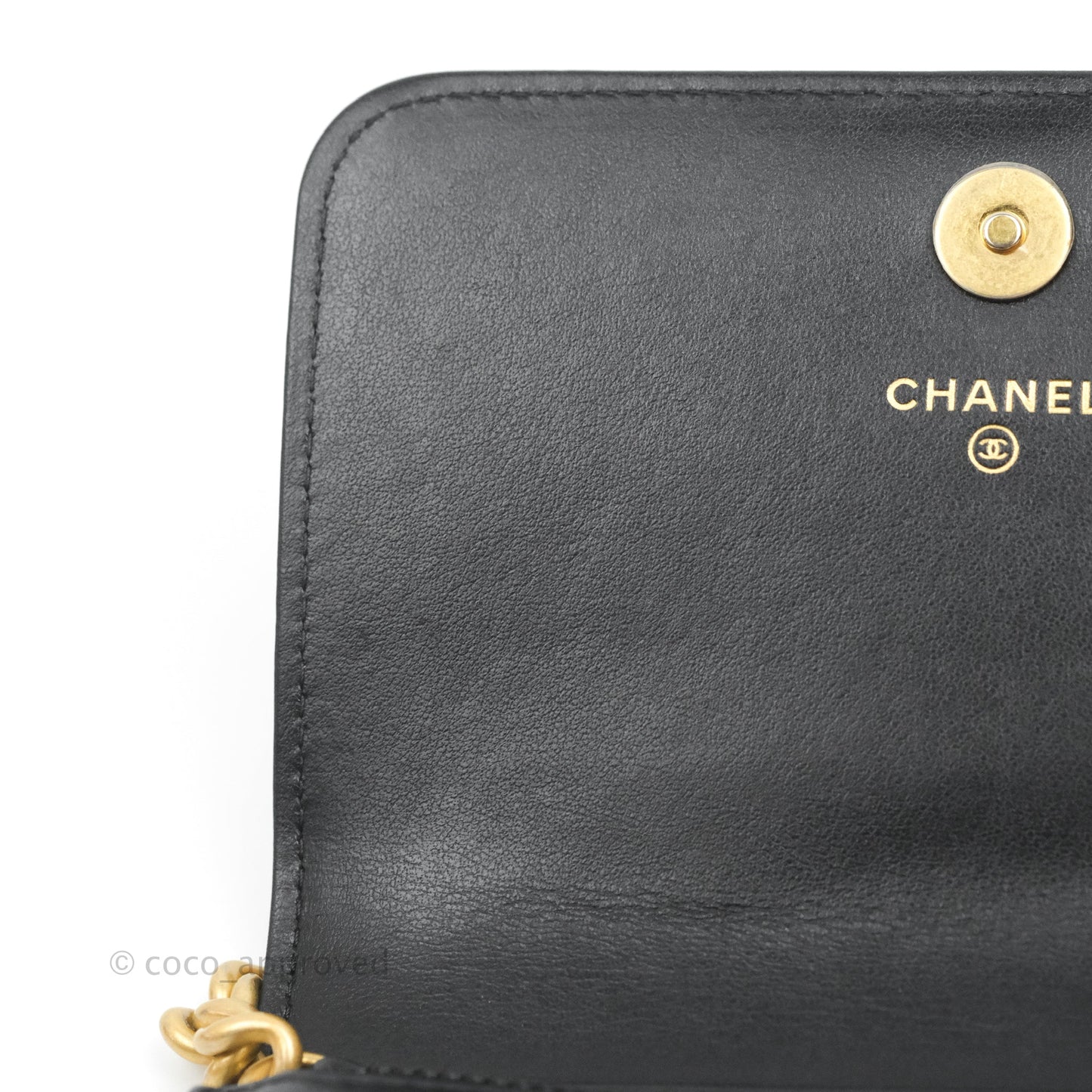 Chanel Mini Boy WOC Black Caviar Aged Gold Hardware