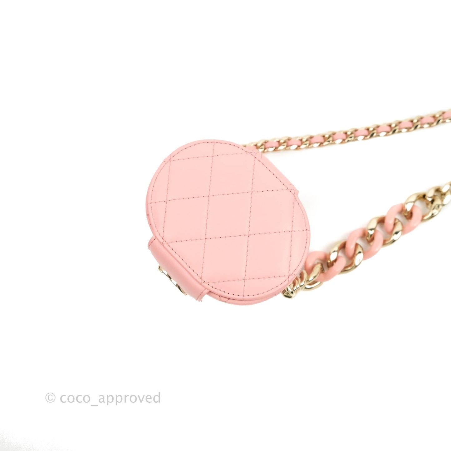 Chanel Quilted Small Resin Elegant Chain Vanity Case Lambskin Pink Gold Hardware