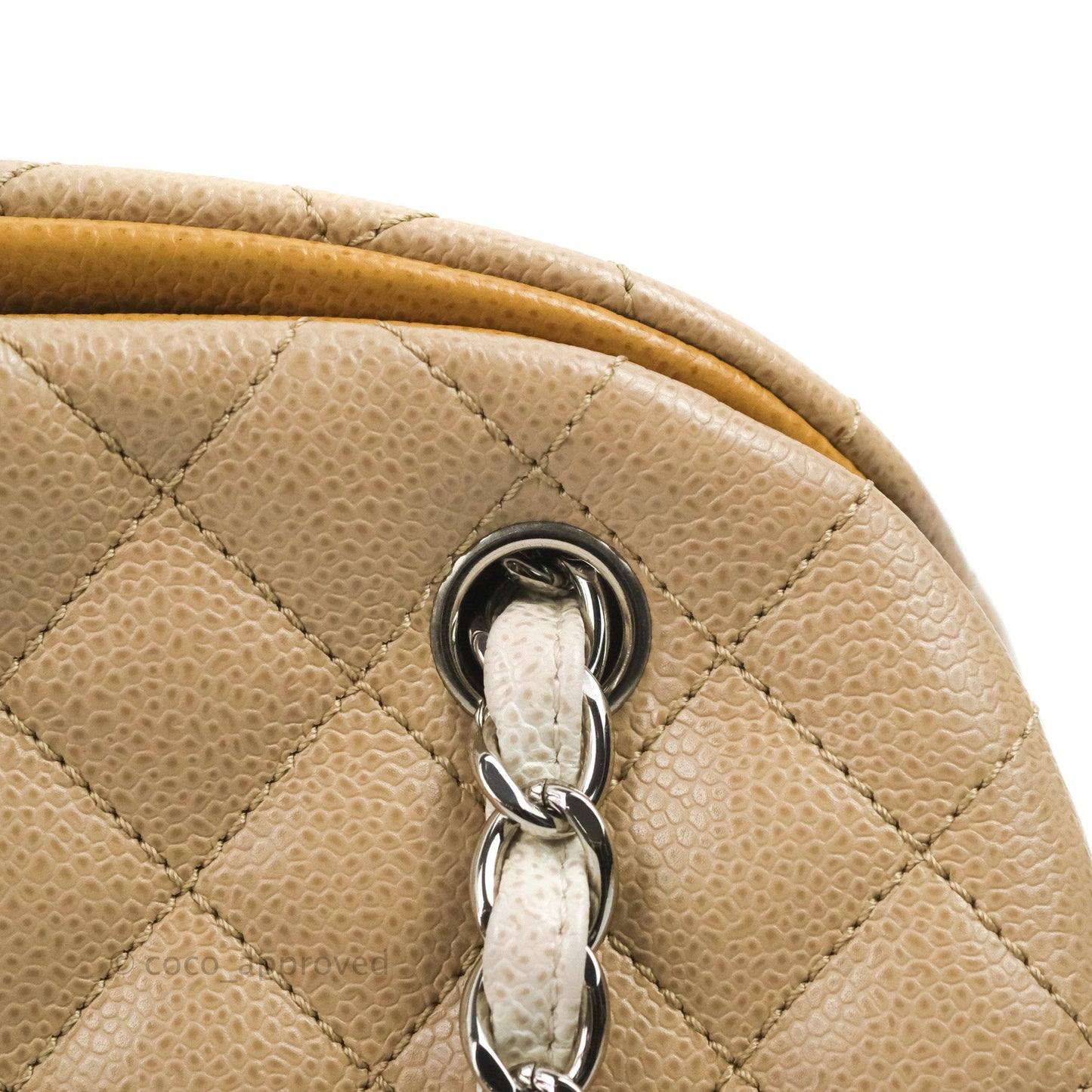 Chanel Medium Mademoiselle Bowling Beige/Brown Caviar Silver Hardware