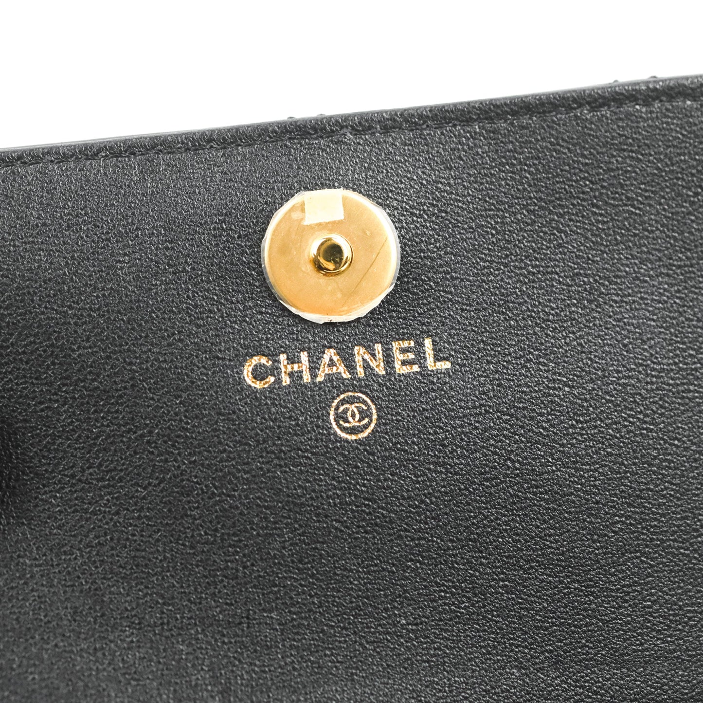 Chanel Quilted Clutch With Chain Patent Metal Black Gold Hardware