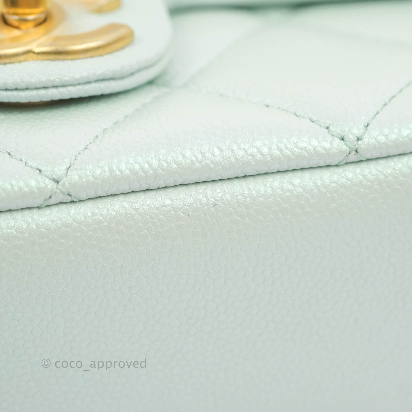 Chanel Quilted My Perfect Mini Iridescent Mint Green Caviar Aged Gold Hardware 21K