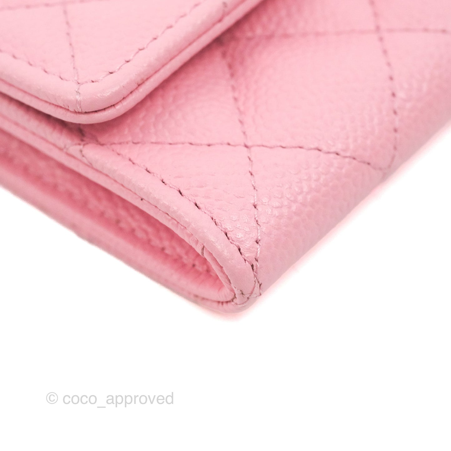 Chanel Quilted Flap Card Holder Pink Caviar Gold Hardware