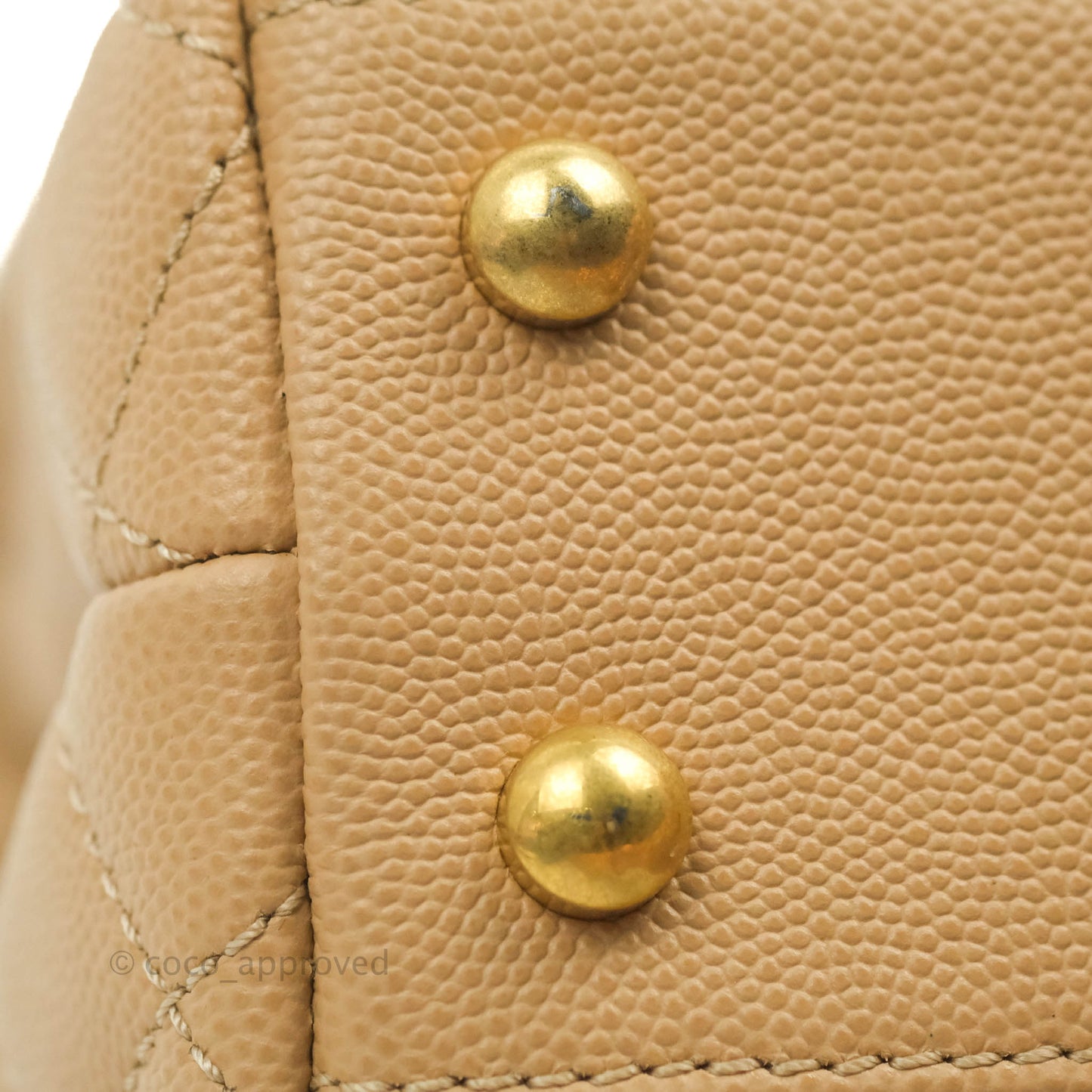 Chanel Small Coco Handle Quilted Beige Caviar Gold Hardware Lizard Embossed Handle