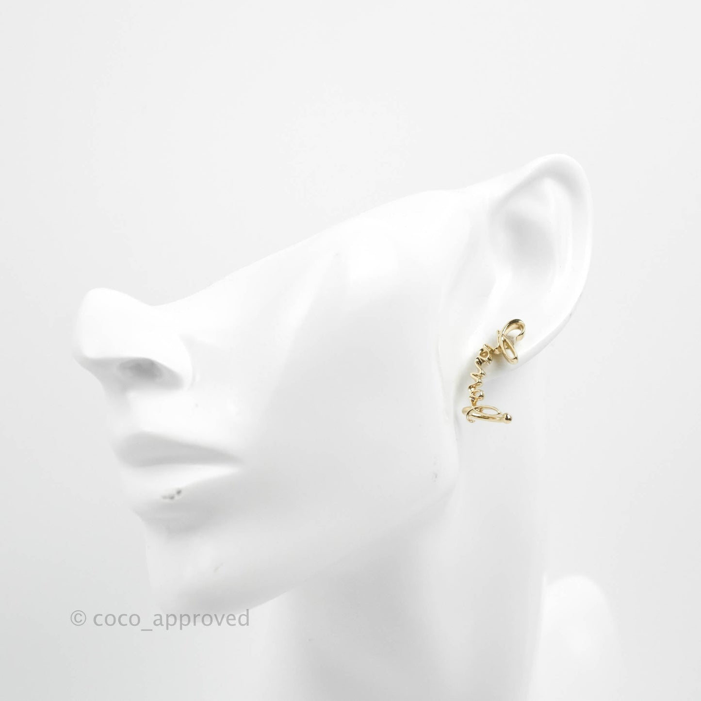 Chanel CC Coco Crystal Earrings Ear Clip Gold Tone 22P