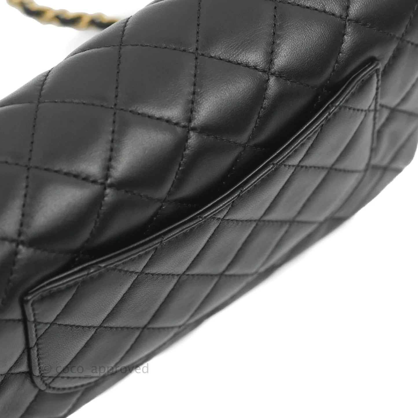 Chanel Mini Rectangular Pearl Crush Quilted Black Lambskin Aged Gold Hardware