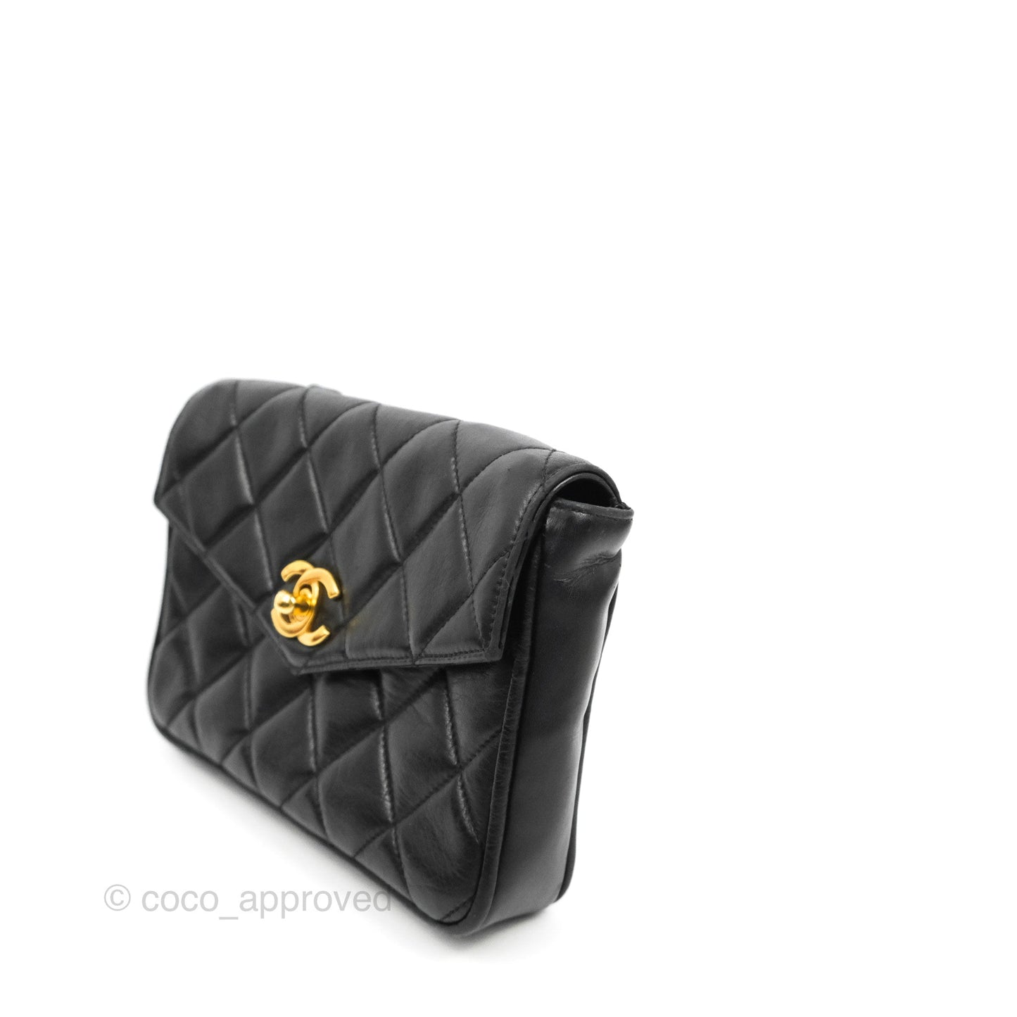 Chanel Vintage Belt Bag Quilted Black Lambskin 24K Gold Hardware