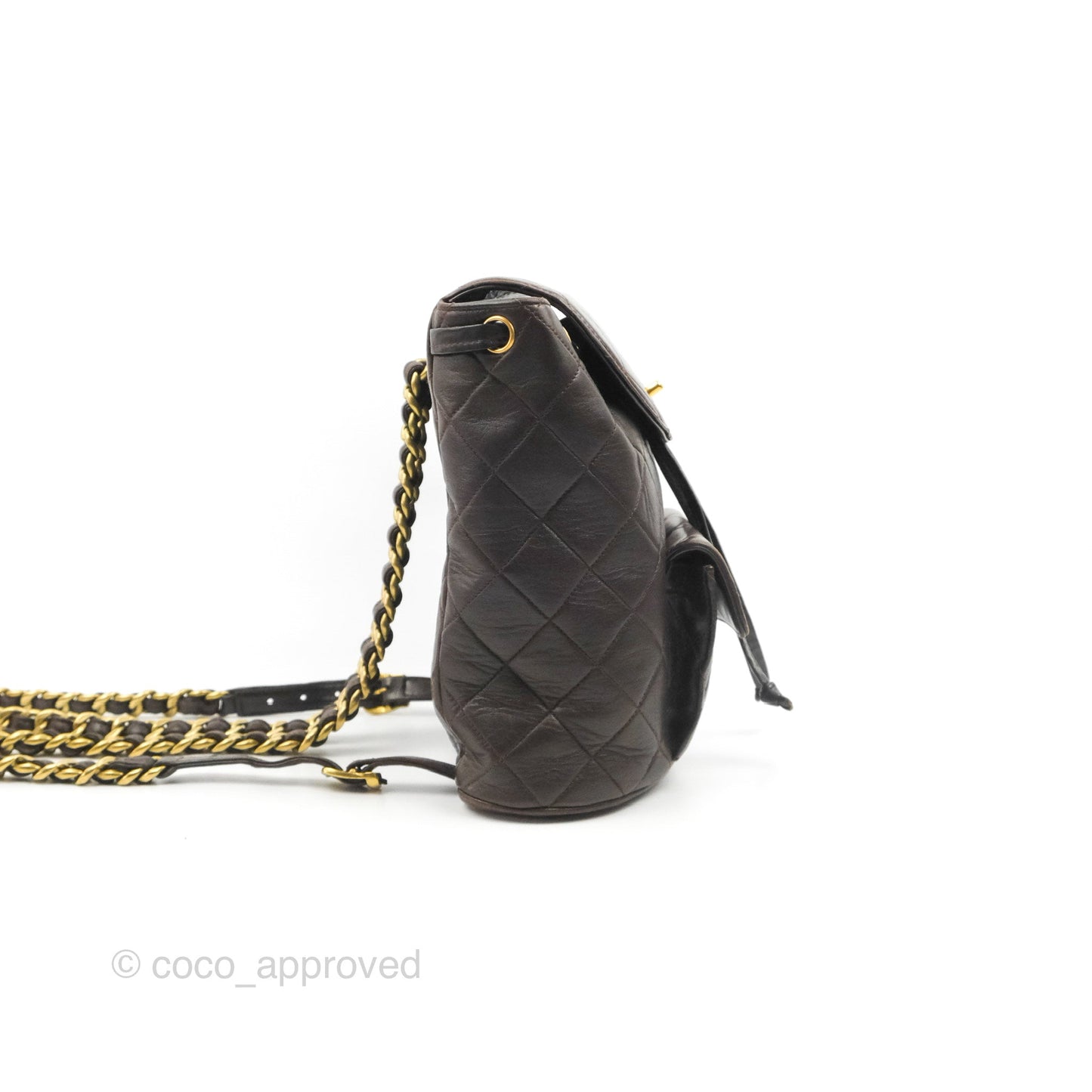 Chanel Vintage CC Duma Backpack Brown Lambskin 24K Gold Hardware