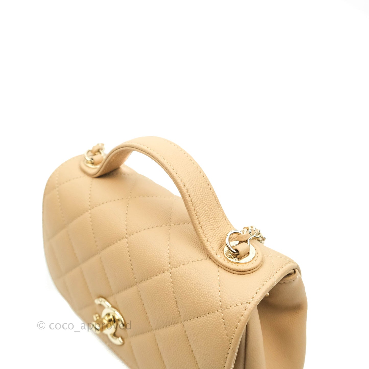Chanel Quilted Small Business Affinity Flap Dark Beige Caviar Light Gold Hardware