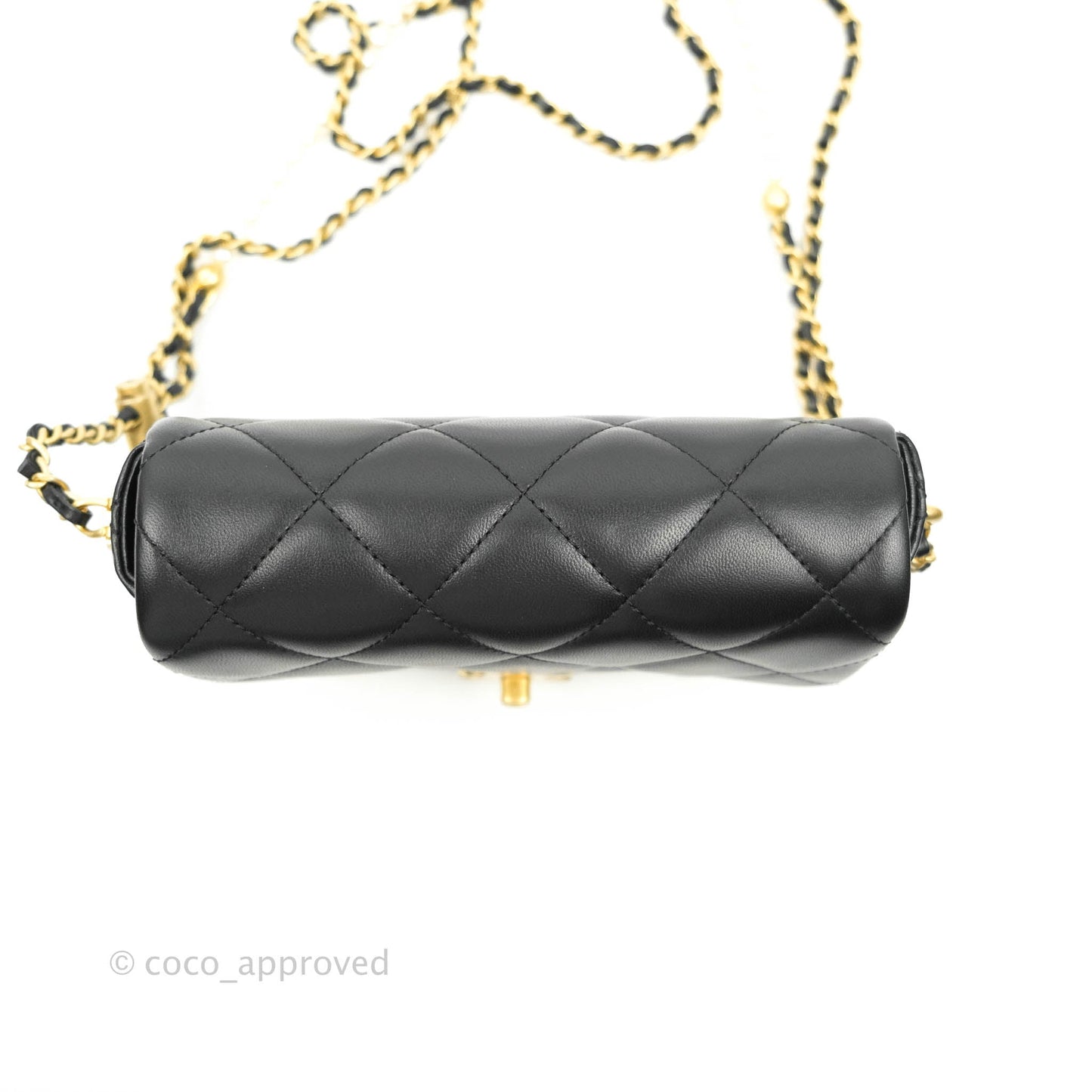 Chanel Quilted My Perfect Mini With Pearl Black Lambskin Gold Hardware