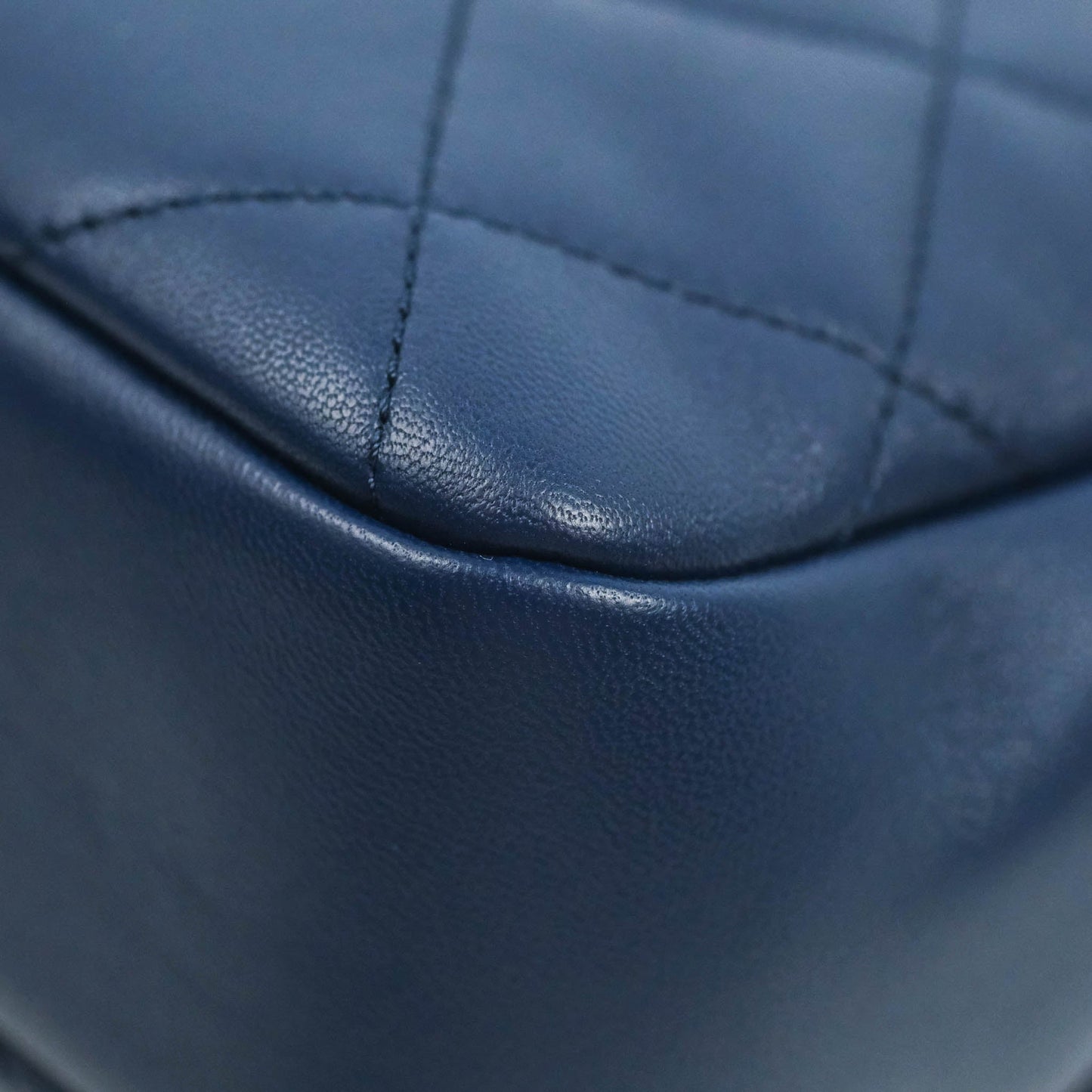 Chanel Circular Handle Flap Bag Navy Lambskin Aged Gold Hardware