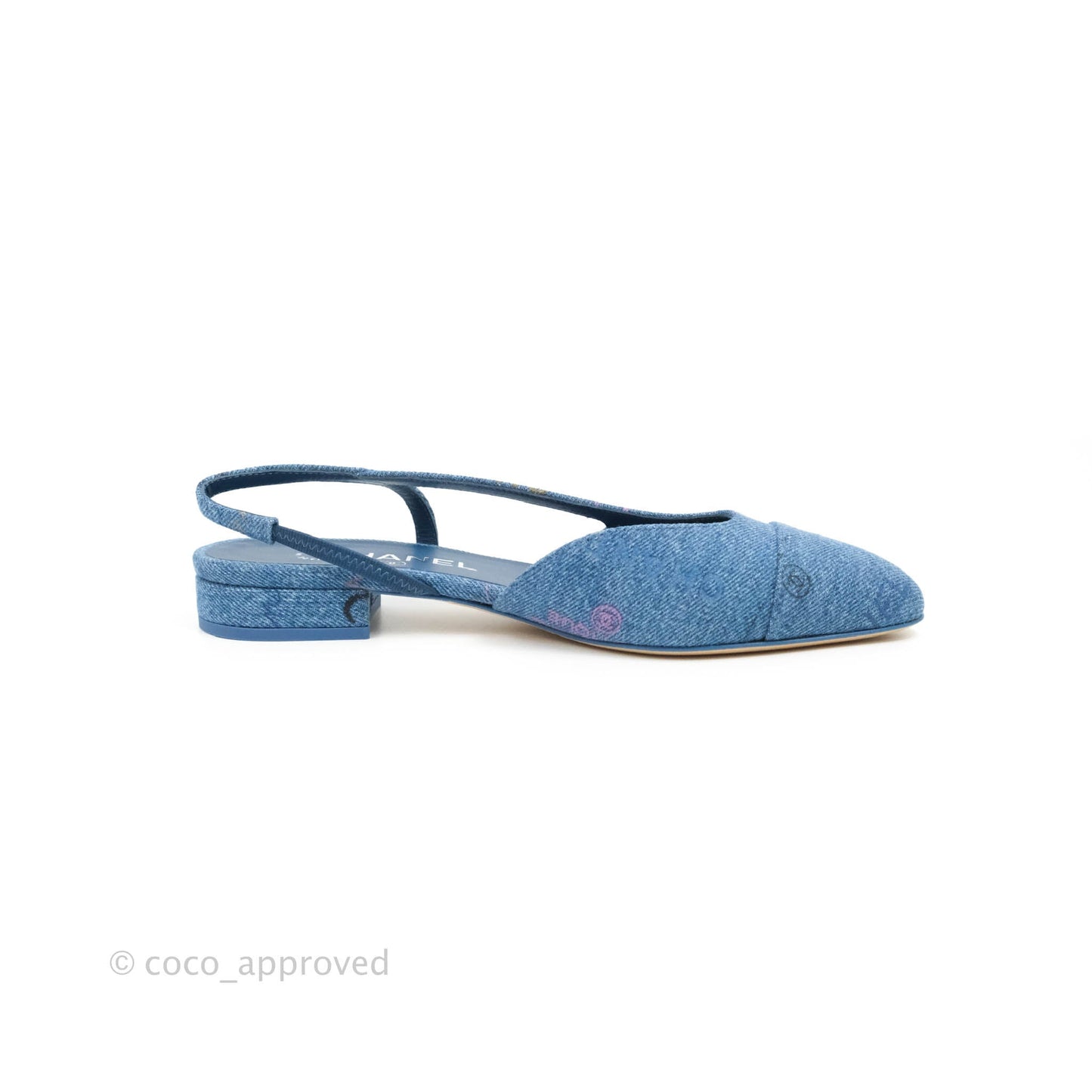 Chanel Denim Slingback 22S Size 37.5