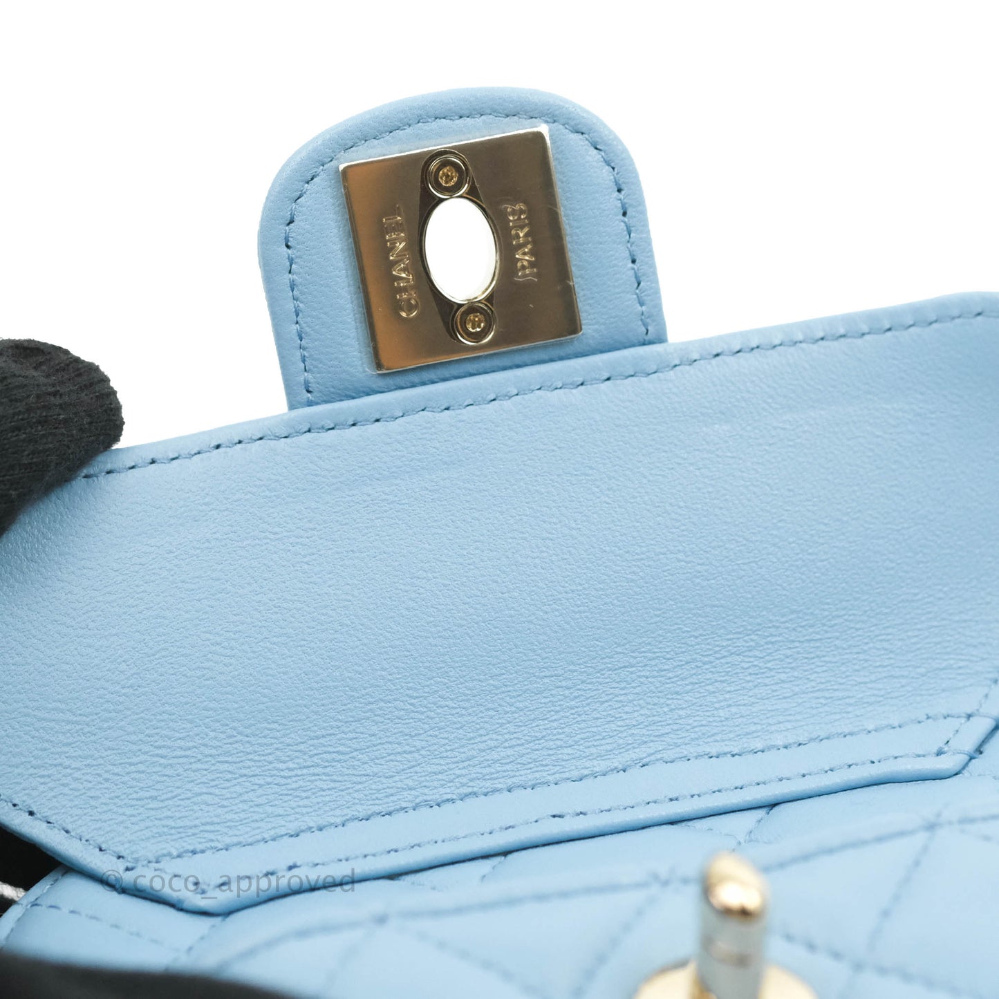 Chanel Small Heart Bag Blue Lambskin Gold Hardware 22S