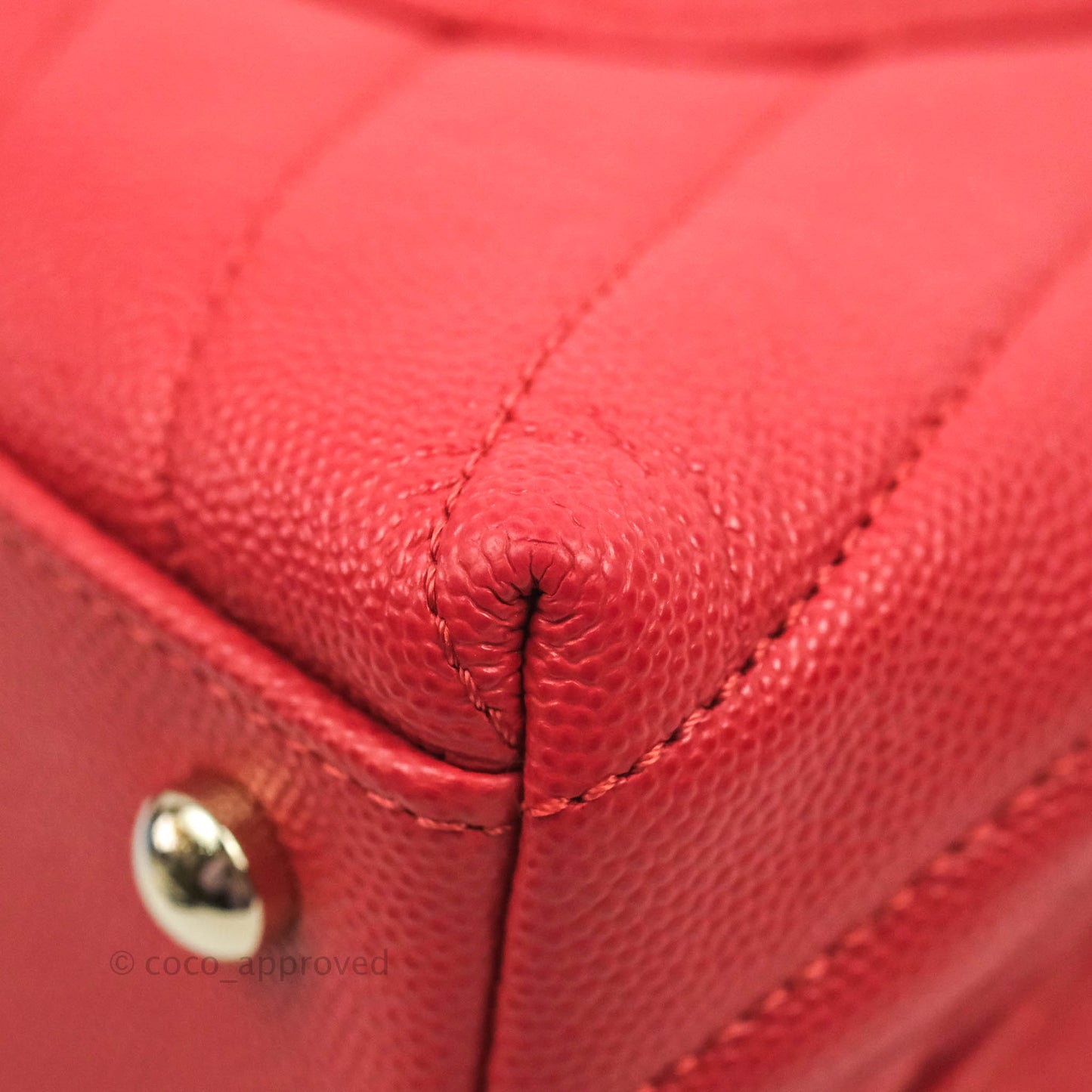 Chanel Small Coco Handle Chevron Red Caviar Gold Hardware 20P