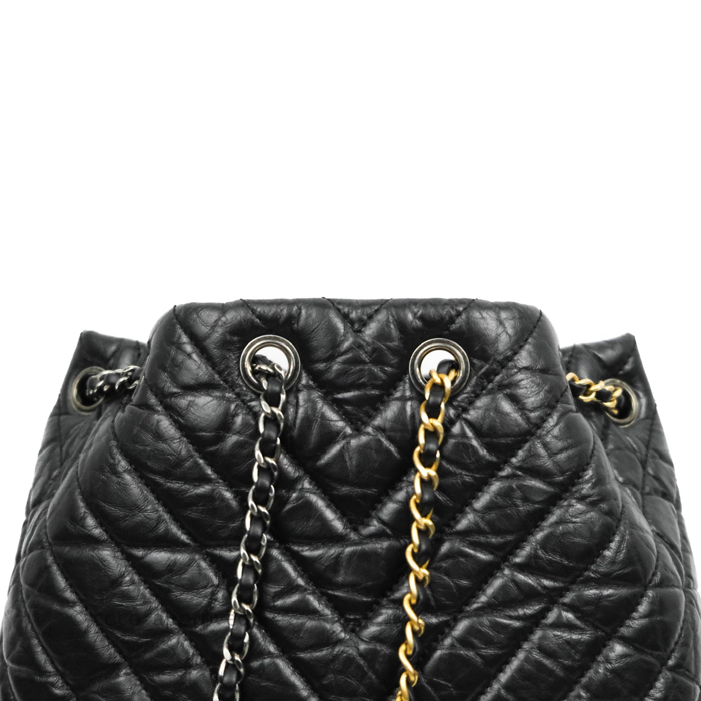 Chanel Chevron Small Gabrielle Backpack Black Aged Calfskin