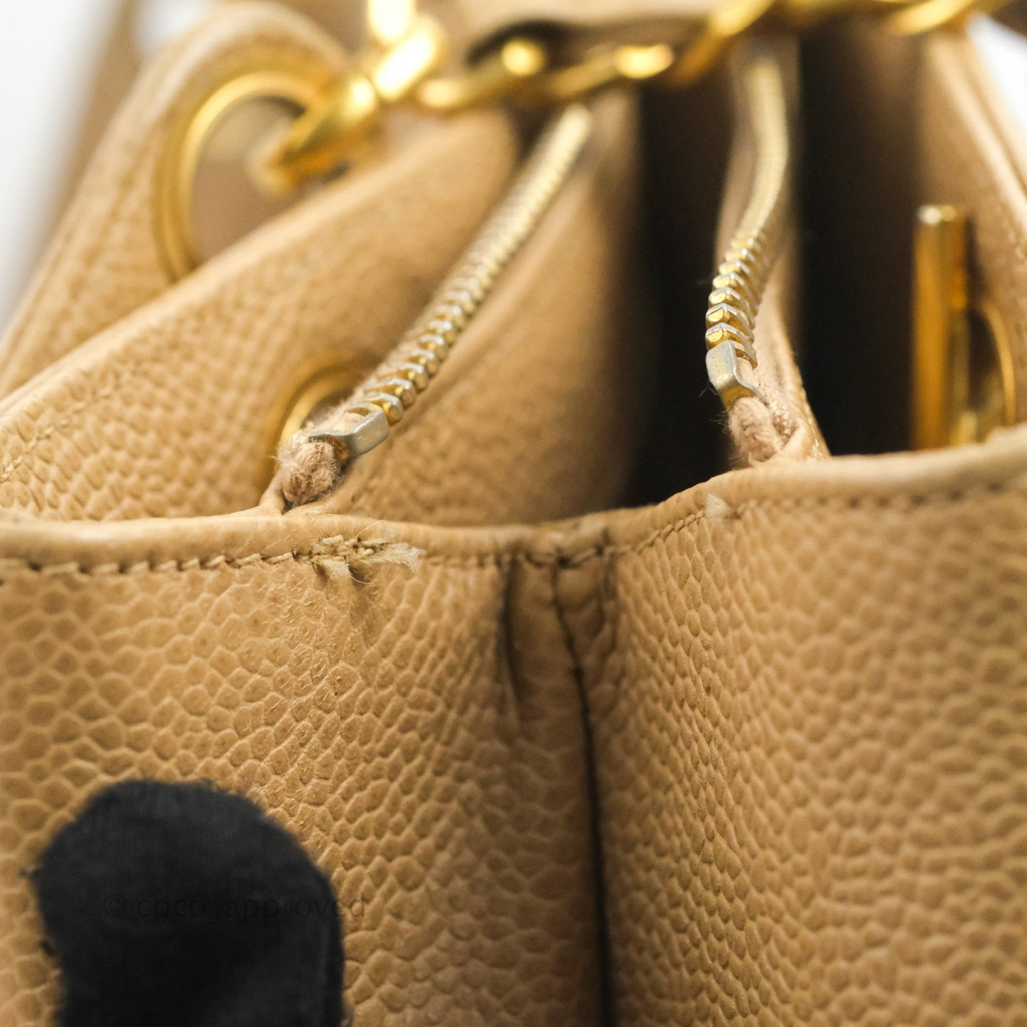 Chanel Vintage Tote Beige Caviar 24K Gold Hardware