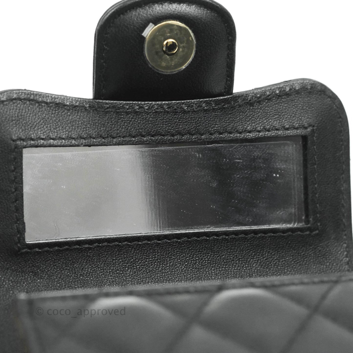 Chanel Mini Handle Clutch With Chain Black Lambskin Gold Hardware 22P