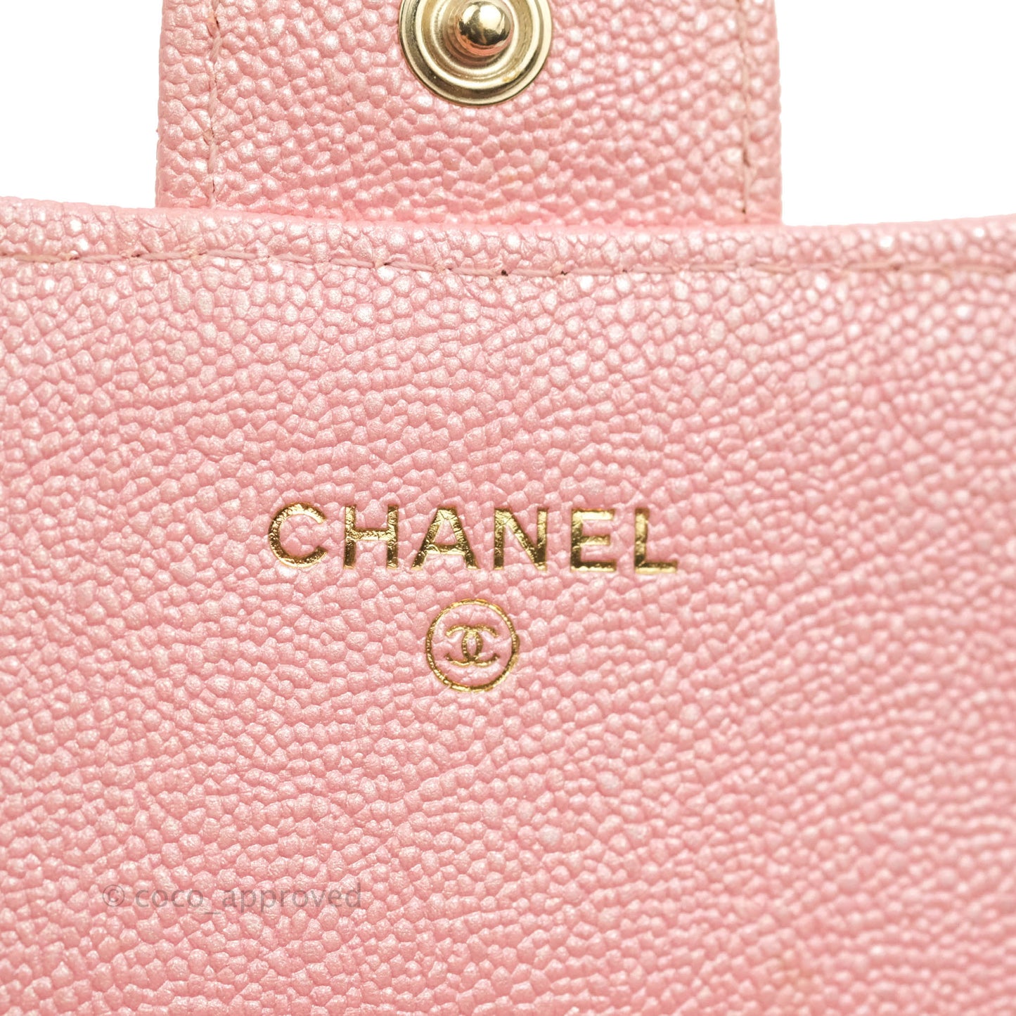 Chanel Mini Quilted Wallet On Chain WOC Caviar Iridescent Pink Gold Hardware 19S