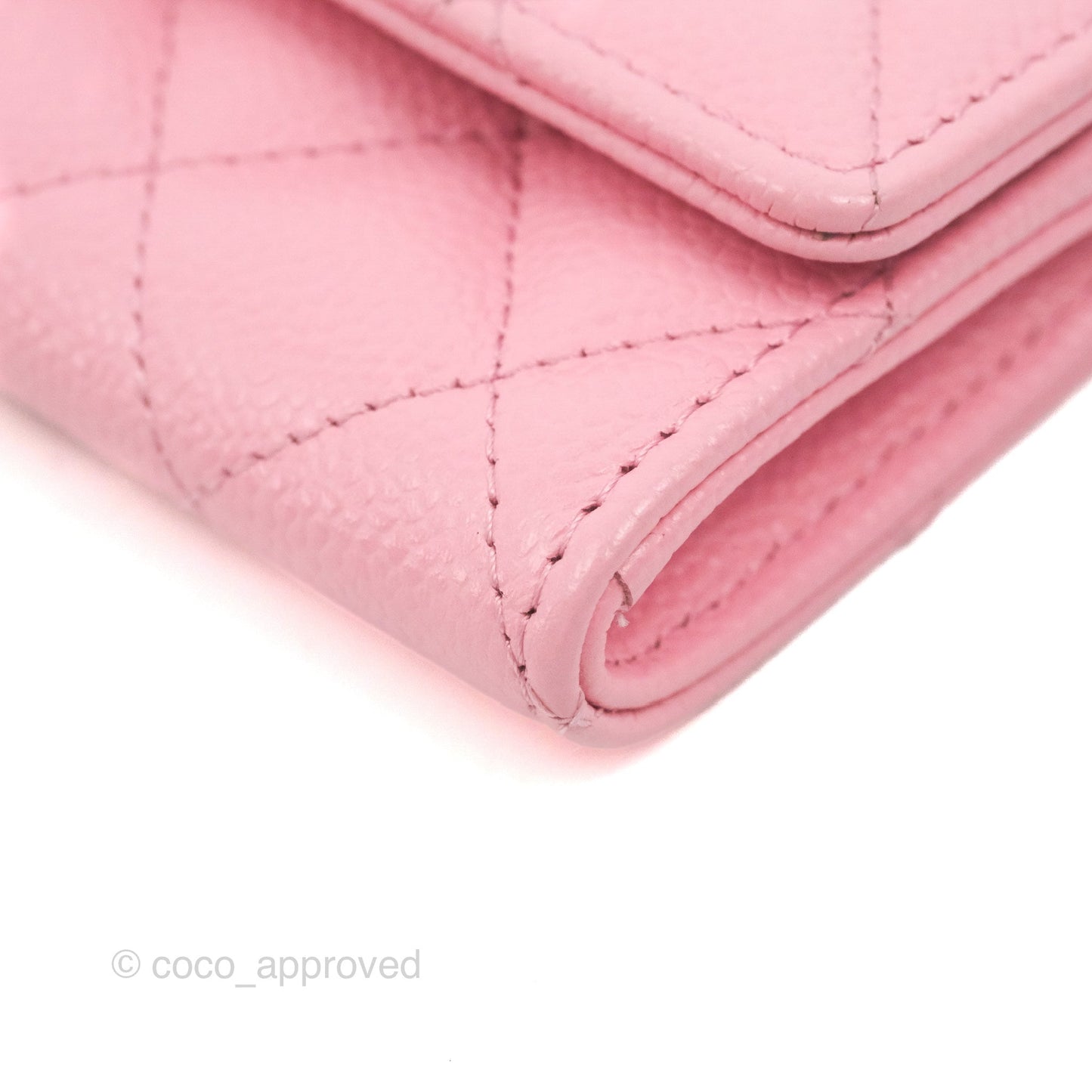 Chanel Quilted Flap Card Holder Pink Caviar Gold Hardware
