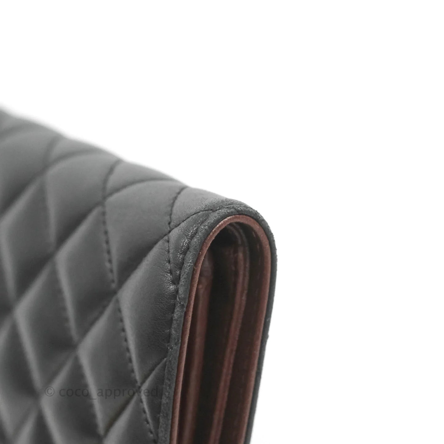 Chanel Quilted Long Wallet Black Lambskin Silver Hardware