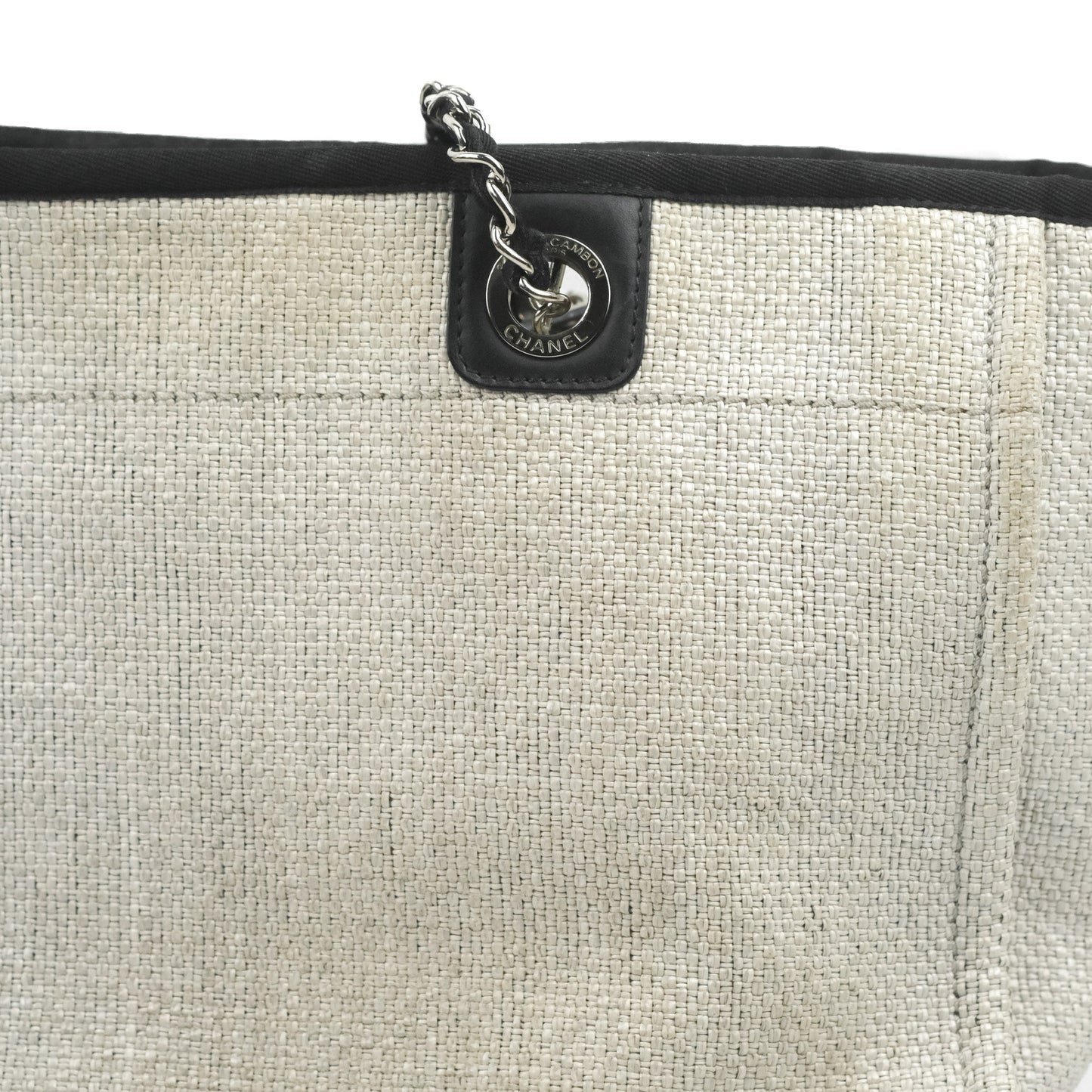 Chanel Medium Deauville Tote Light Grey Canvas