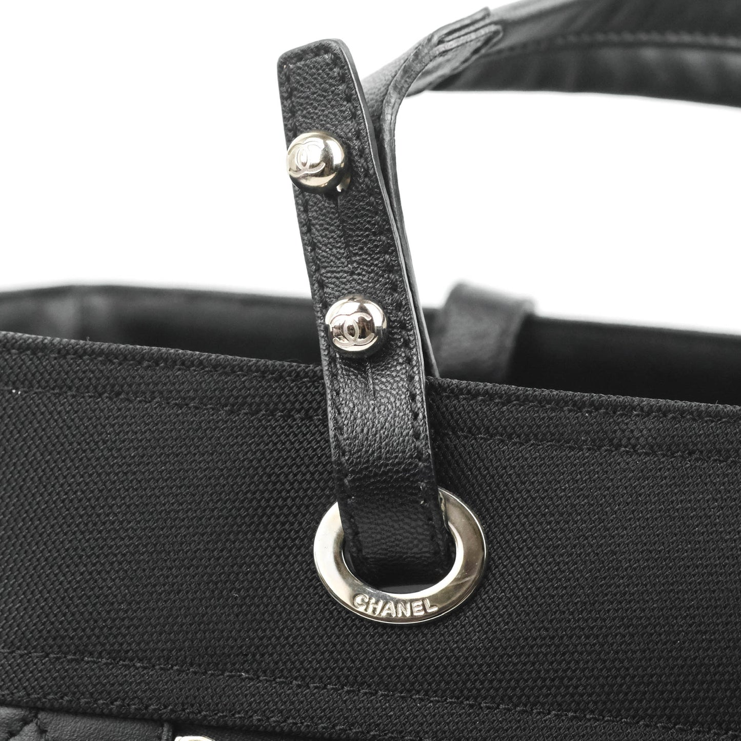 Chanel Quilted Large Paris Biarritz Tote Black Coated Canvas