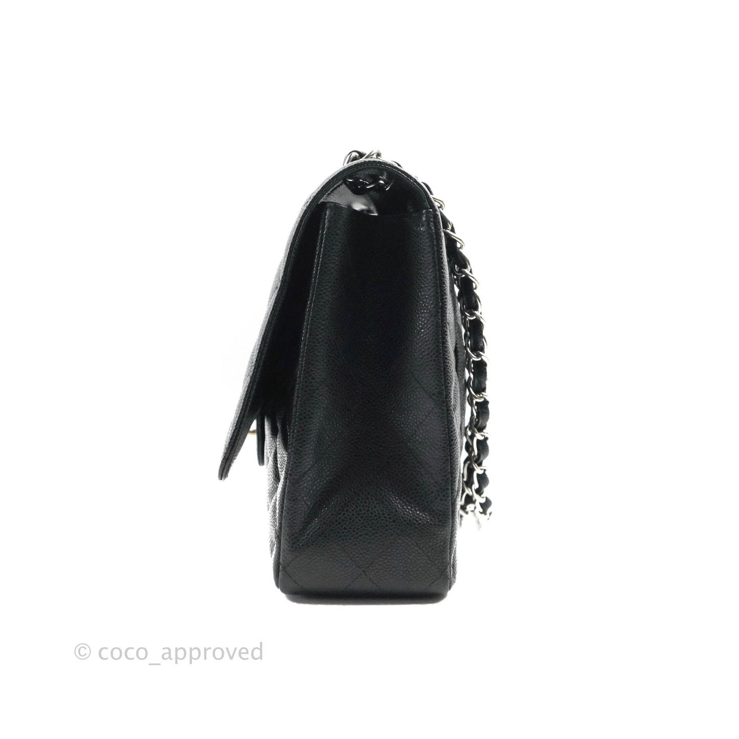 Chanel Single Flap Maxi Caviar Black Silver Hardware