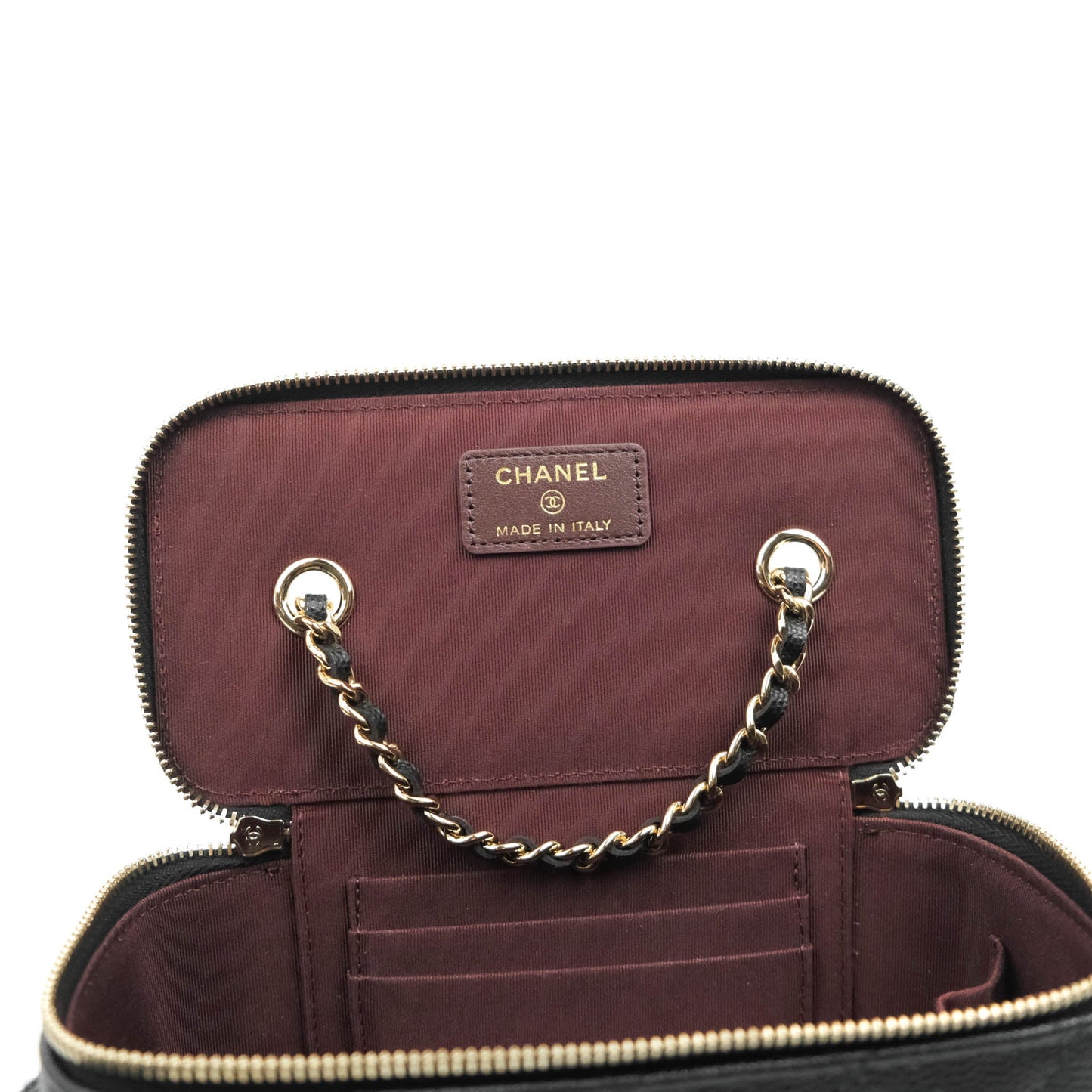 Chanel Vanity with Classic Chain Black Caviar Gold Hardware