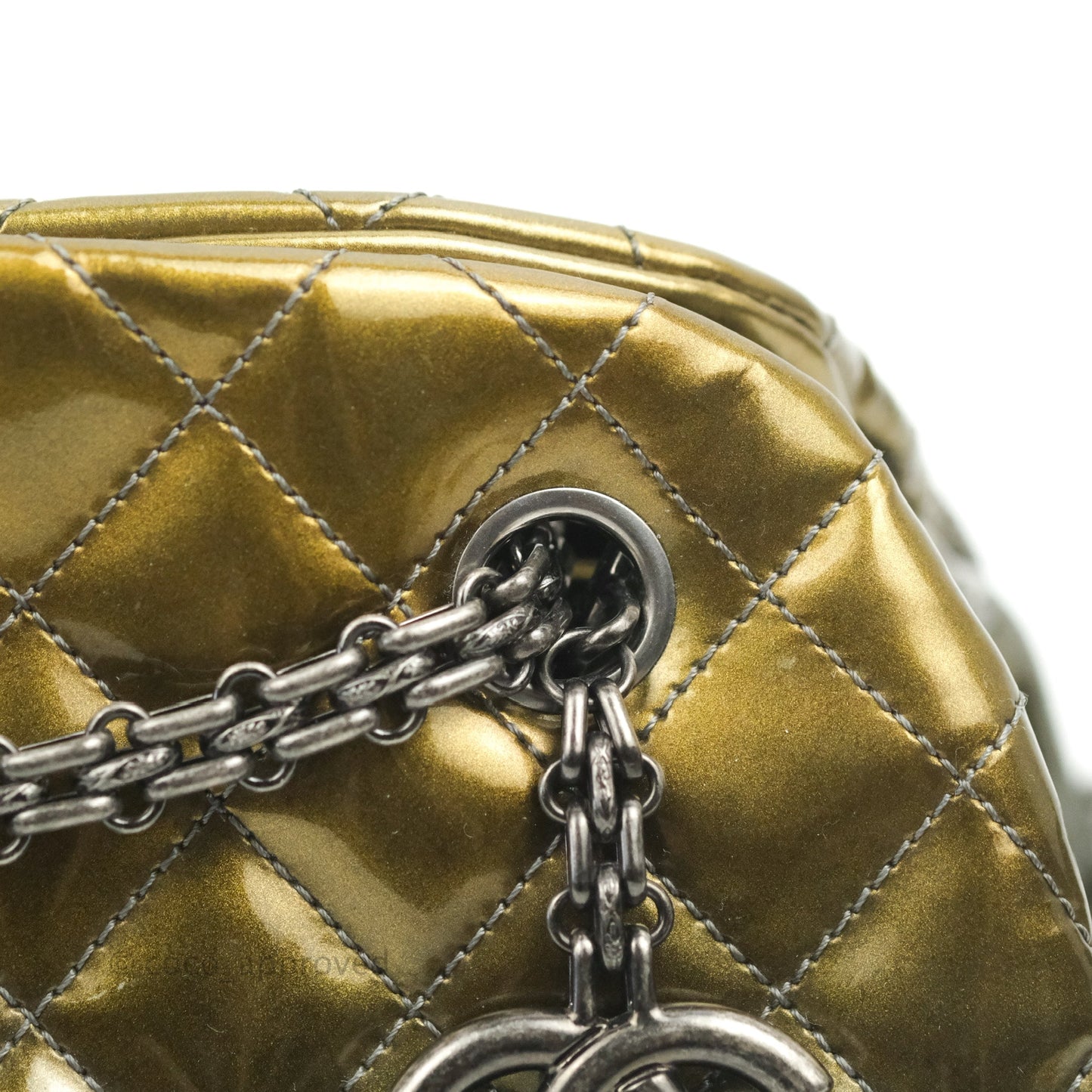 Chanel Small Mademoiselle Bowling Gradient Gold Patent Ruthenium Hardware