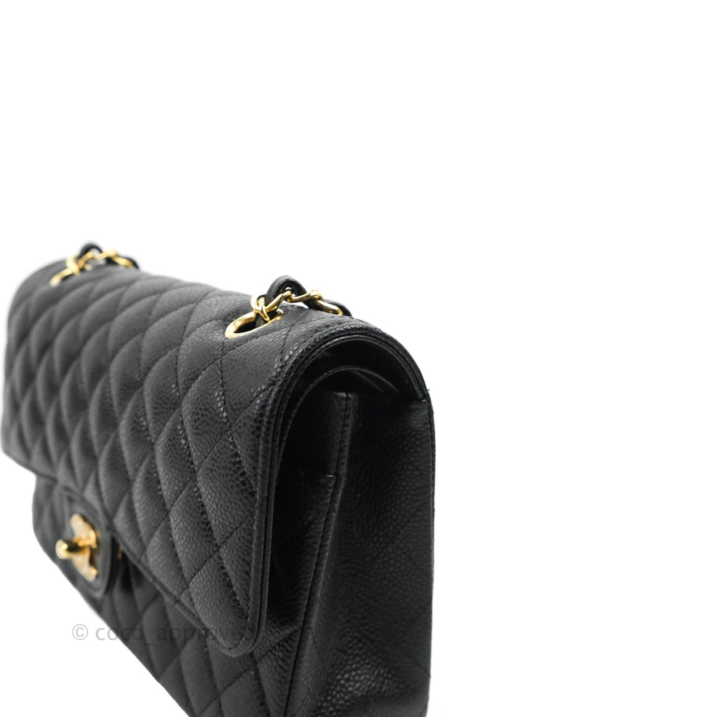 Chanel Classic M/L Medium Double Flap Black Caviar Gold Hardware