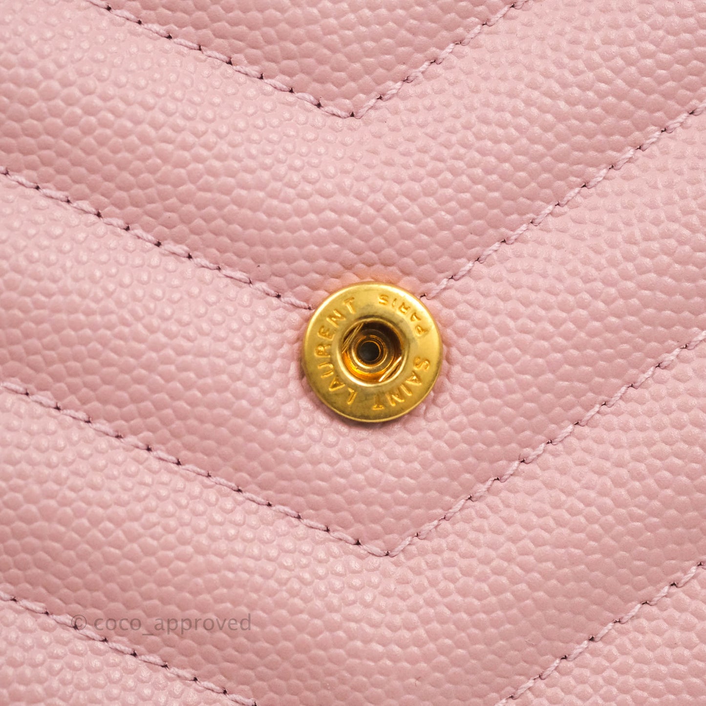 Saint Laurent Wallet on Chain Pink Grained Leather Gold Hardware