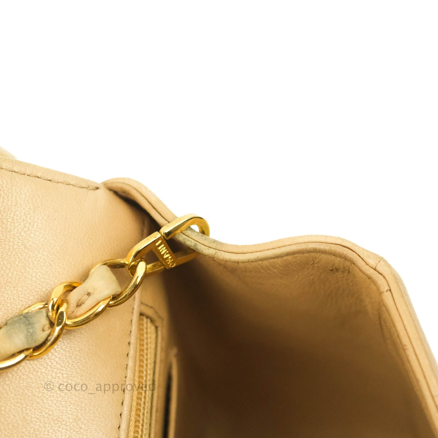 Chanel Vintage Small Quilted Classic Diana Flap Bag Beige Lambskin 24K Gold Hardware