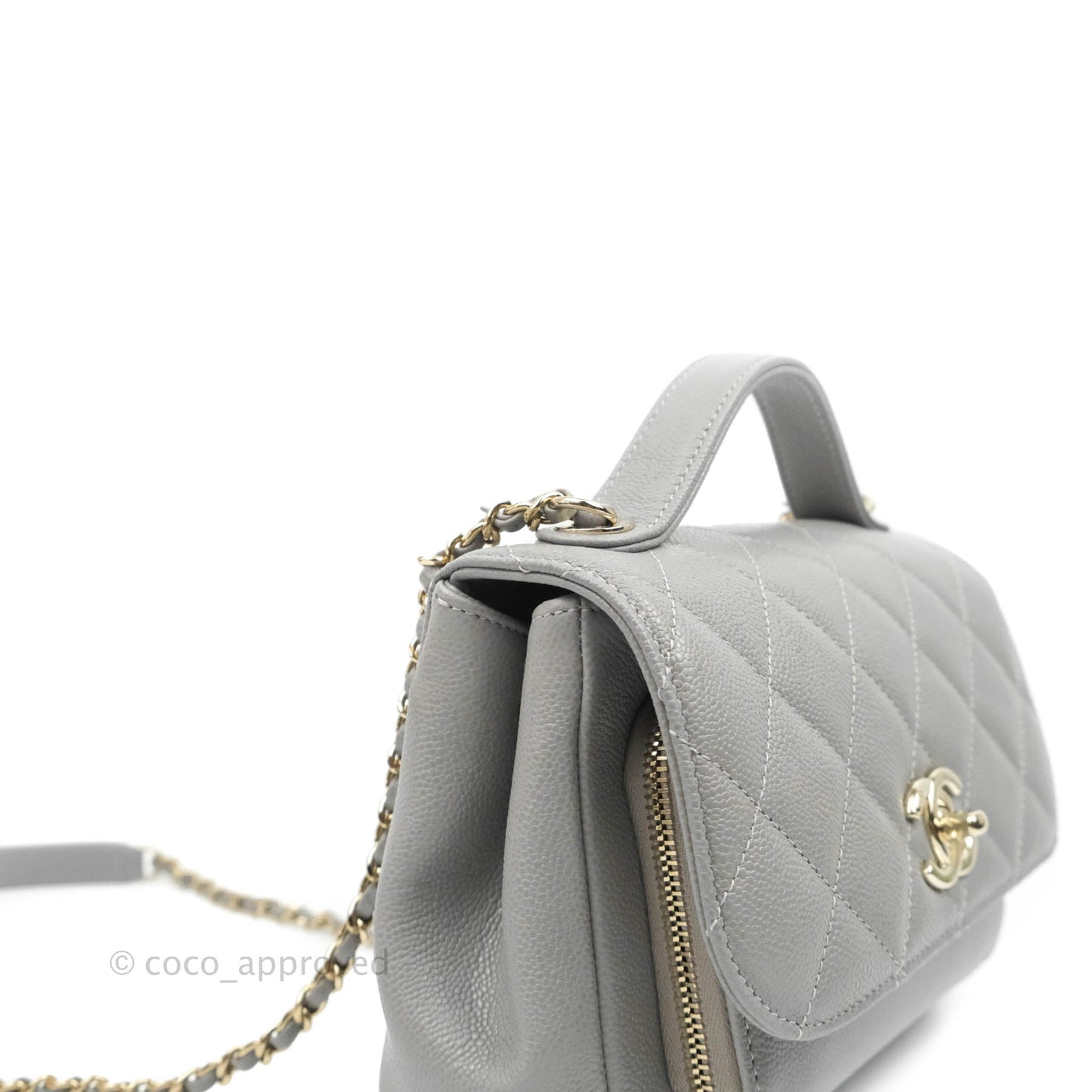 Chanel Quilted Small Business Affinity Flap Grey Caviar Gold Hardware
