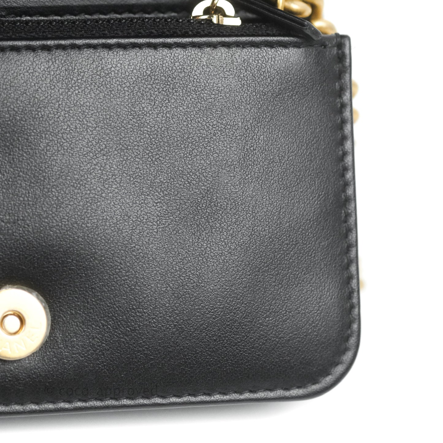 Chanel Mini Boy WOC Black Caviar Aged Gold Hardware