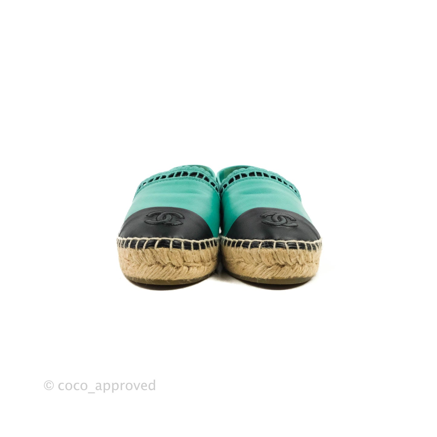 Chanel CC Espadrilles Green Black Lambskin 19S Size 36