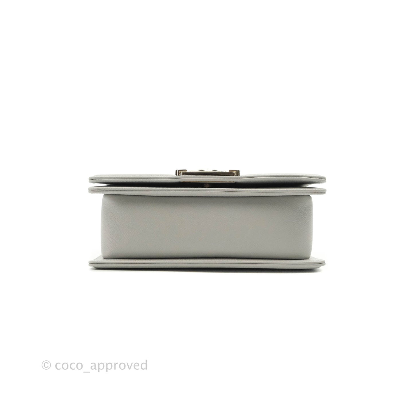 Chanel Small Boy Grey Caviar Gold Hardware