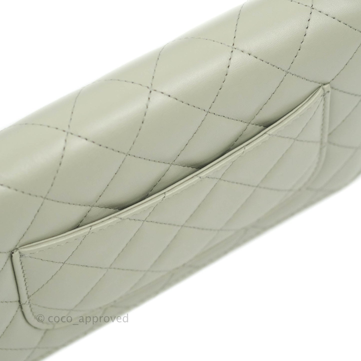 Chanel Quilted Pearl Crush Wallet on Chain WOC Light Grey Lambskin Aged Gold Hardware 22C