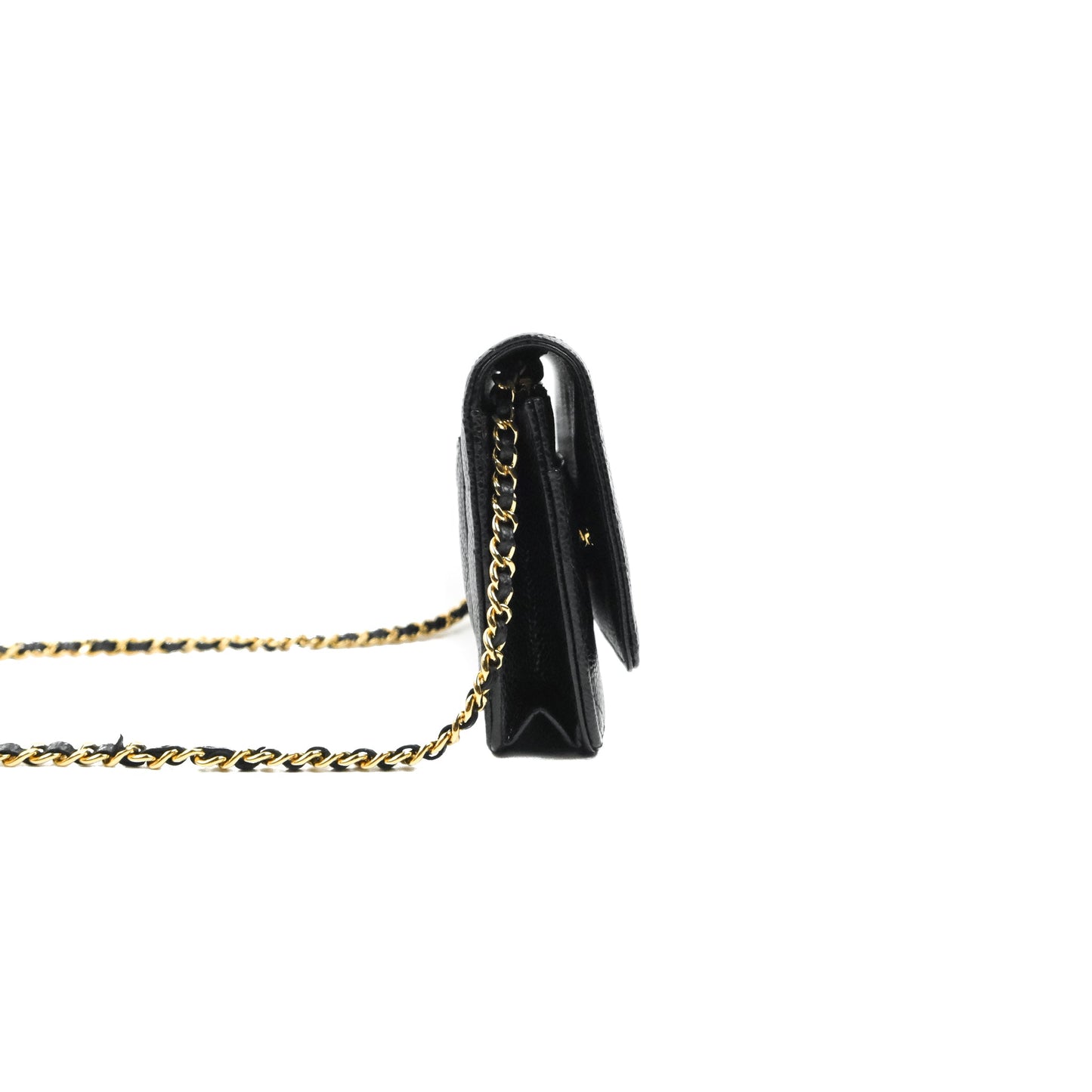 Chanel Quilted CC Chain Wallet on Chain WOC Black Caviar Gold Hardware